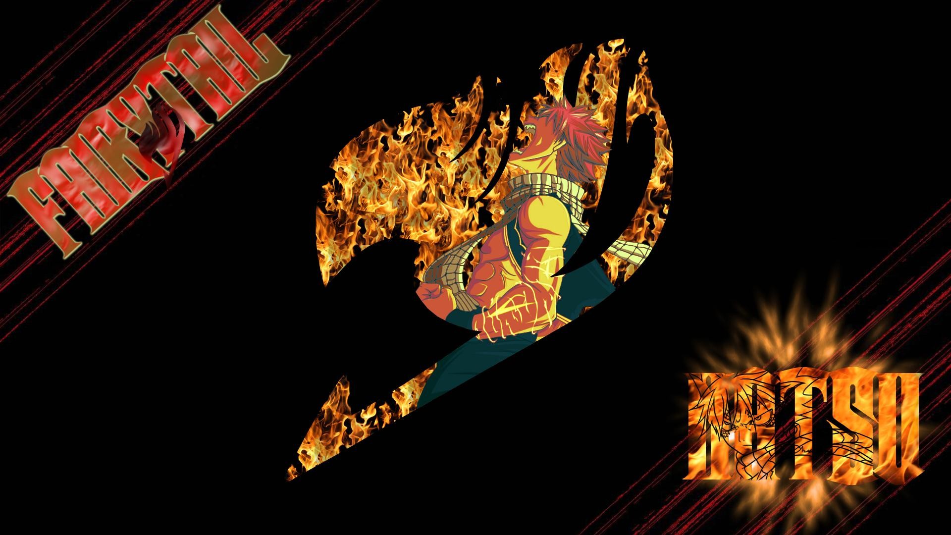 Simbolo di Fairy Tail, Natsu Dragneel, Fairy Tail, Fiamme, Full HD, sfondo per PC