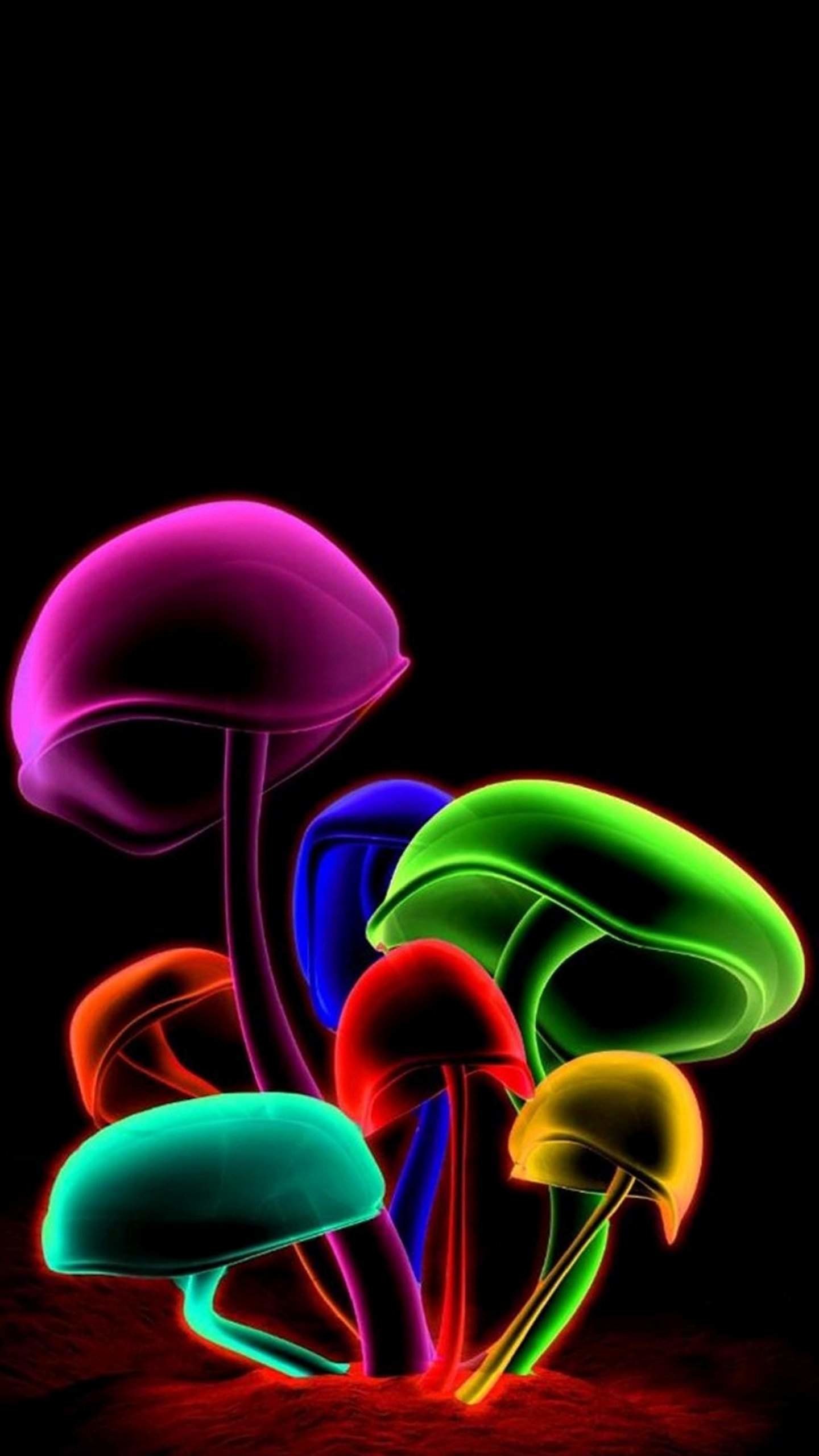 Funghi al neon, Funghi, Sfondo nero, schermata di blocco LG G4