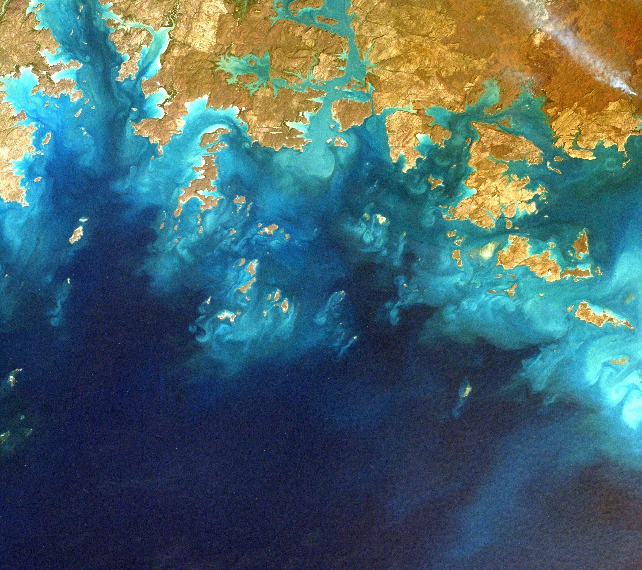 Vista satellitare, Costa, Mare turchese, Vista aerea, sfondo Android Full HD