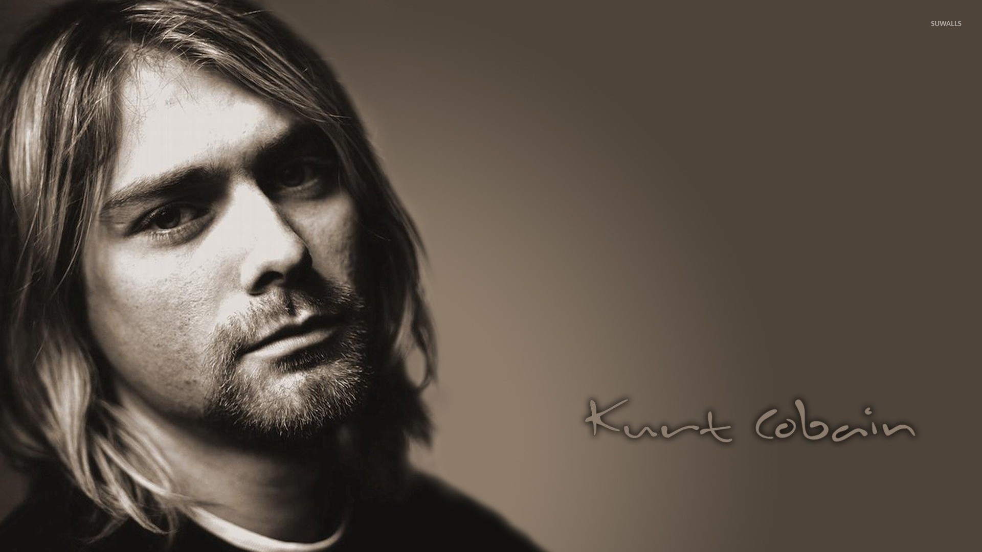 Kurt Cobain, Nirvana, Ritratto, Seppia, Full HD, sfondo desktop