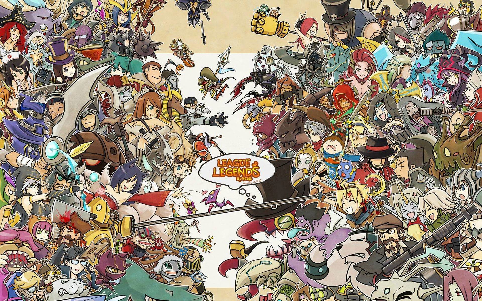 League of Legends, Campioni, Cartoon, Collage, 1920x1200, immagine di sfondo