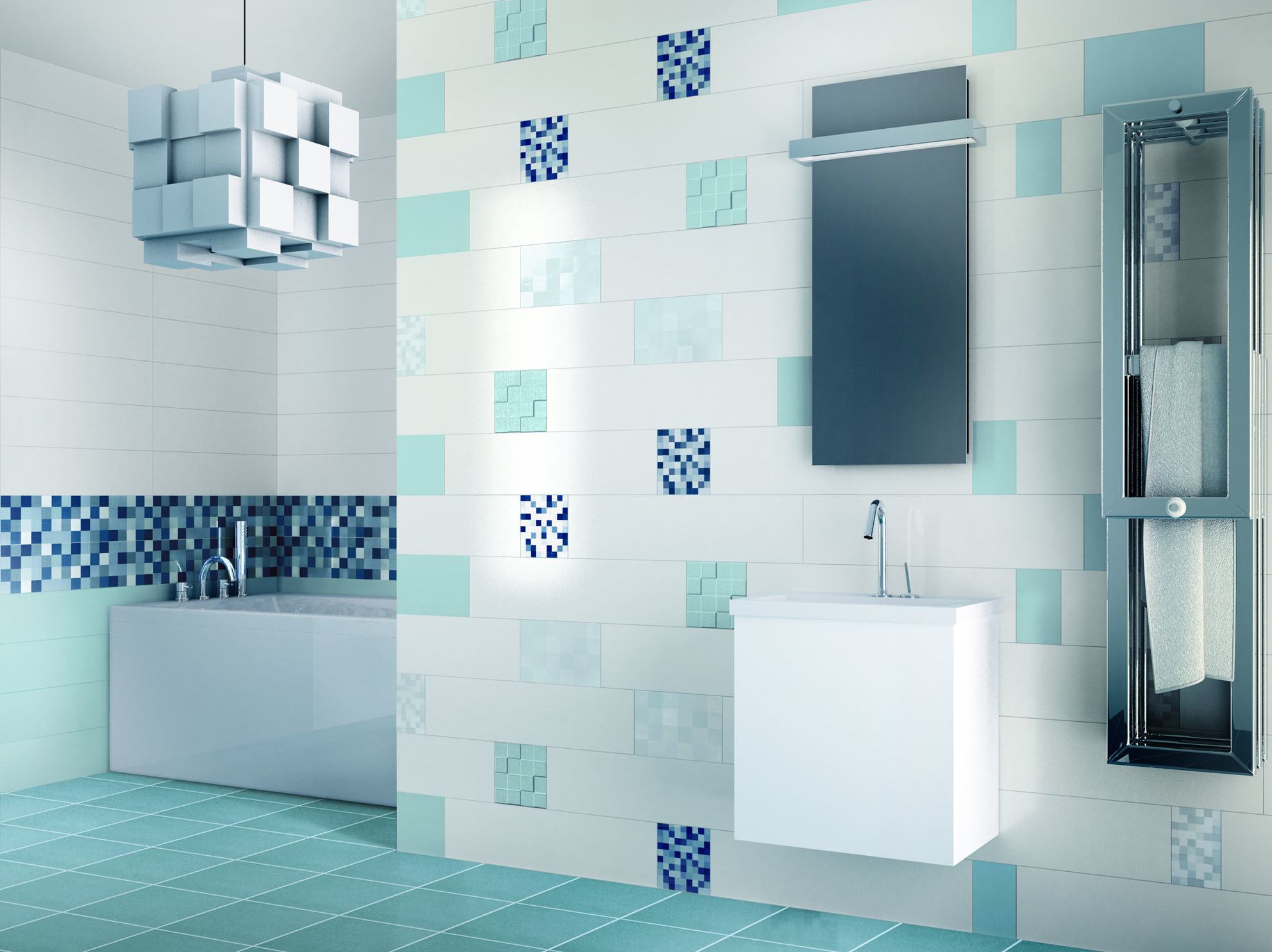 Bagno, Piastrelle, Azzurro chiaro, Arredamento, Full HD, sfondo per iPad e tablet