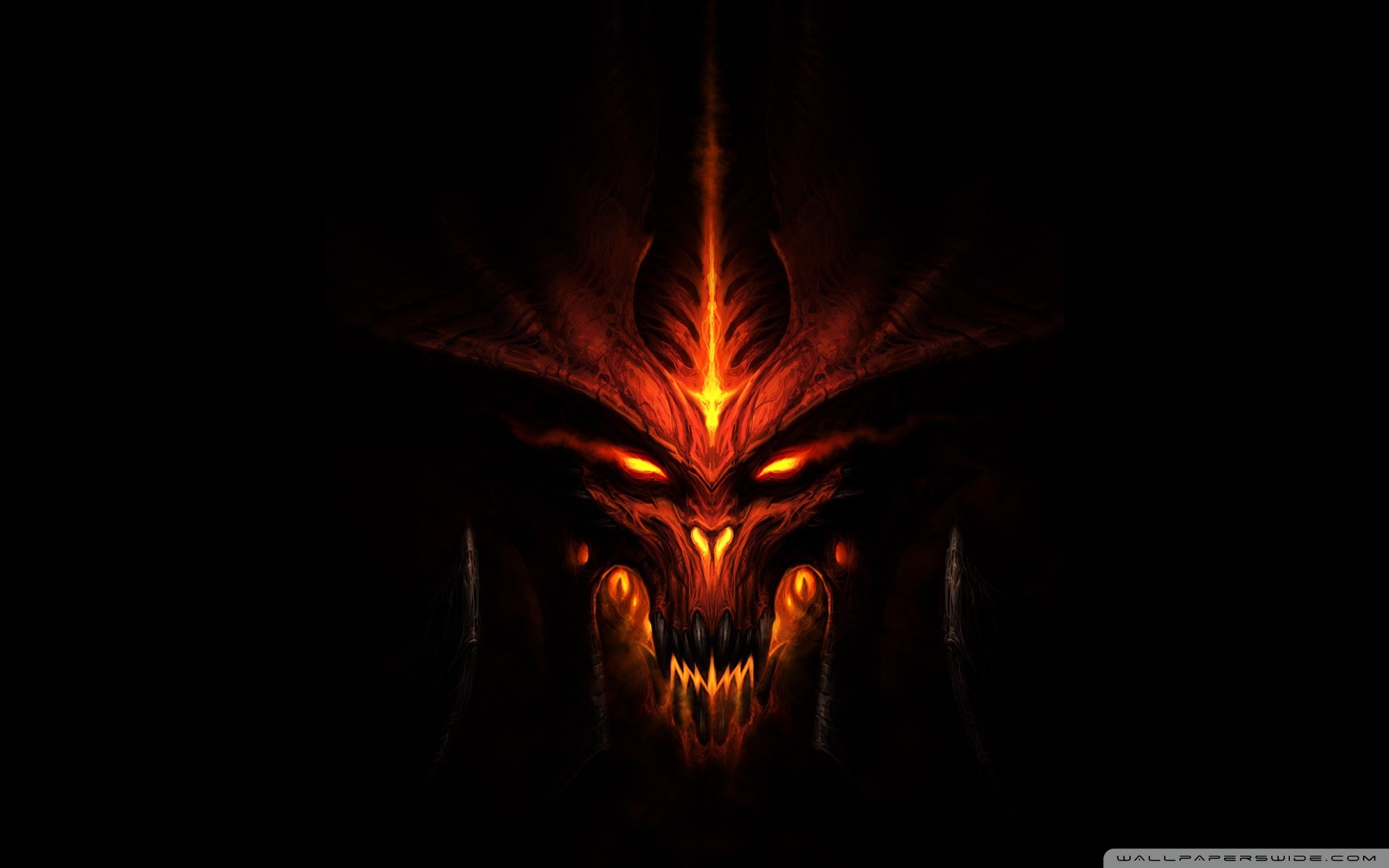 Diablo, Diablo III, Volto demoniaco, Sfondo nero, Full HD, wallpaper per computer