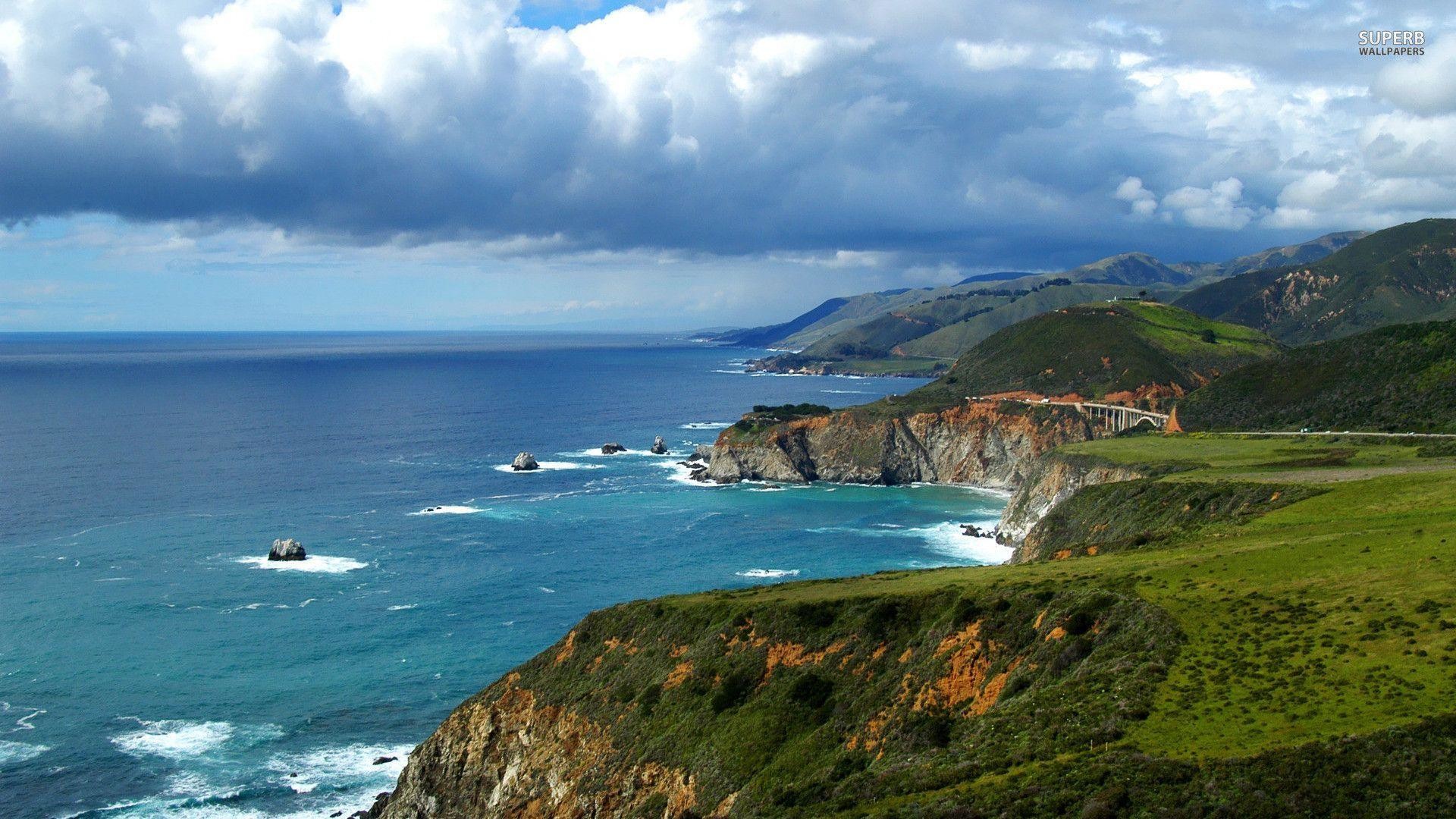 Big Sur, Bixby Creek Bridge, California, Costa, Oceano Pacifico, sfondo desktop 1080p
