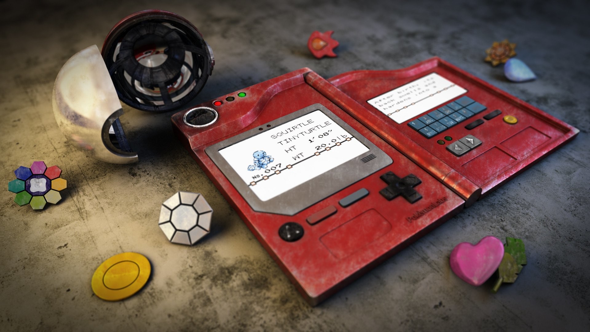 Pokédex, Poké Ball, Medaglie, Pokémon, Rosso, Full HD, sfondo per portatile