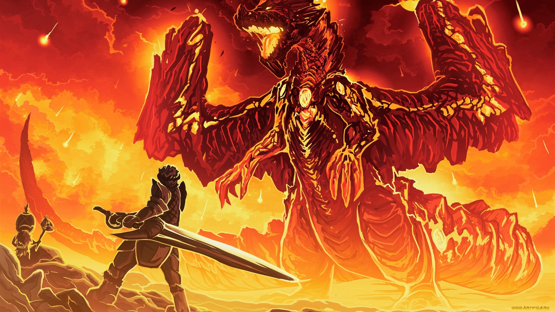 Monster Hunter, Akantor, Cacciatore, Fuoco, Full HD 1080p, sfondo desktop