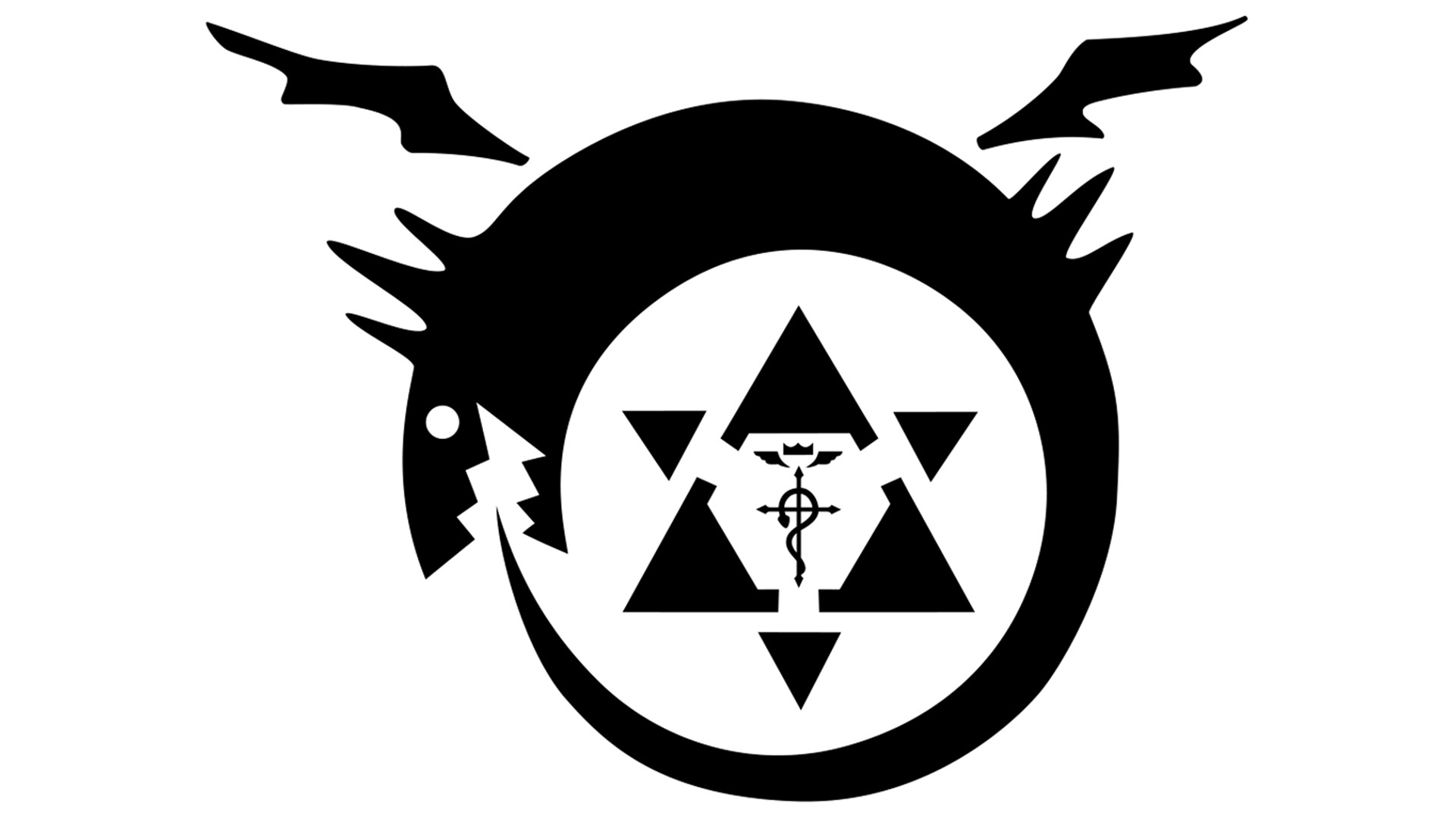 Ouroboros, Fiamel, Fullmetal Alchemist: Brotherhood, Simbolo, Sfondo bianco, wallpaper desktop