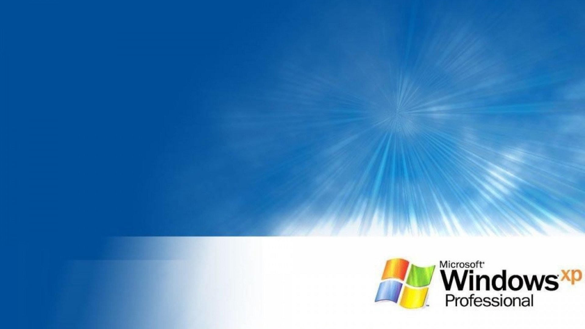 Windows XP Professional, Logo Windows, Blu, Raggi di luce, 1920x1080, sfondo per PC