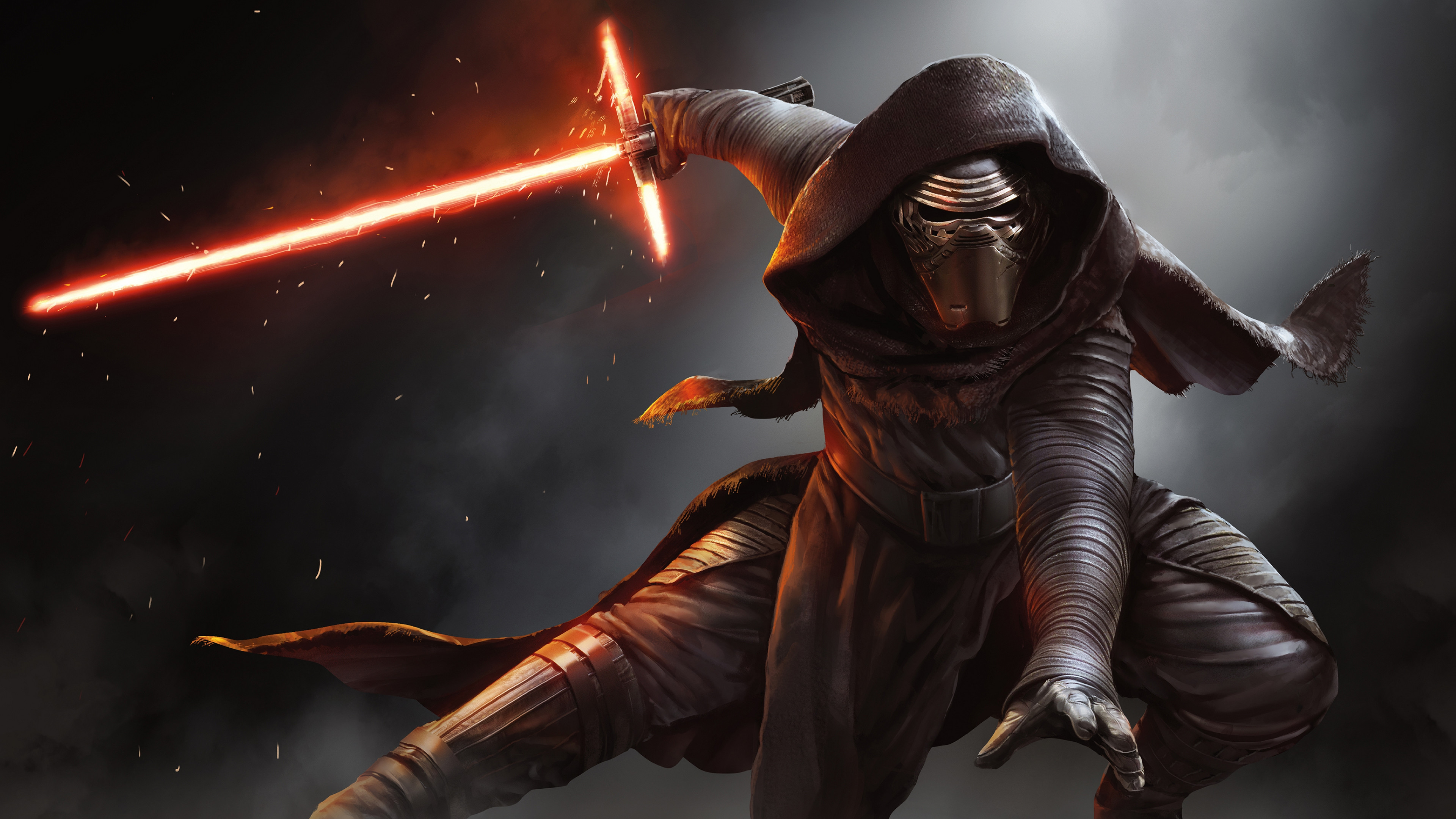 Kylo Ren, Spada laser, Star Wars: Il risveglio della Forza, 4K 2160p, sfondo desktop