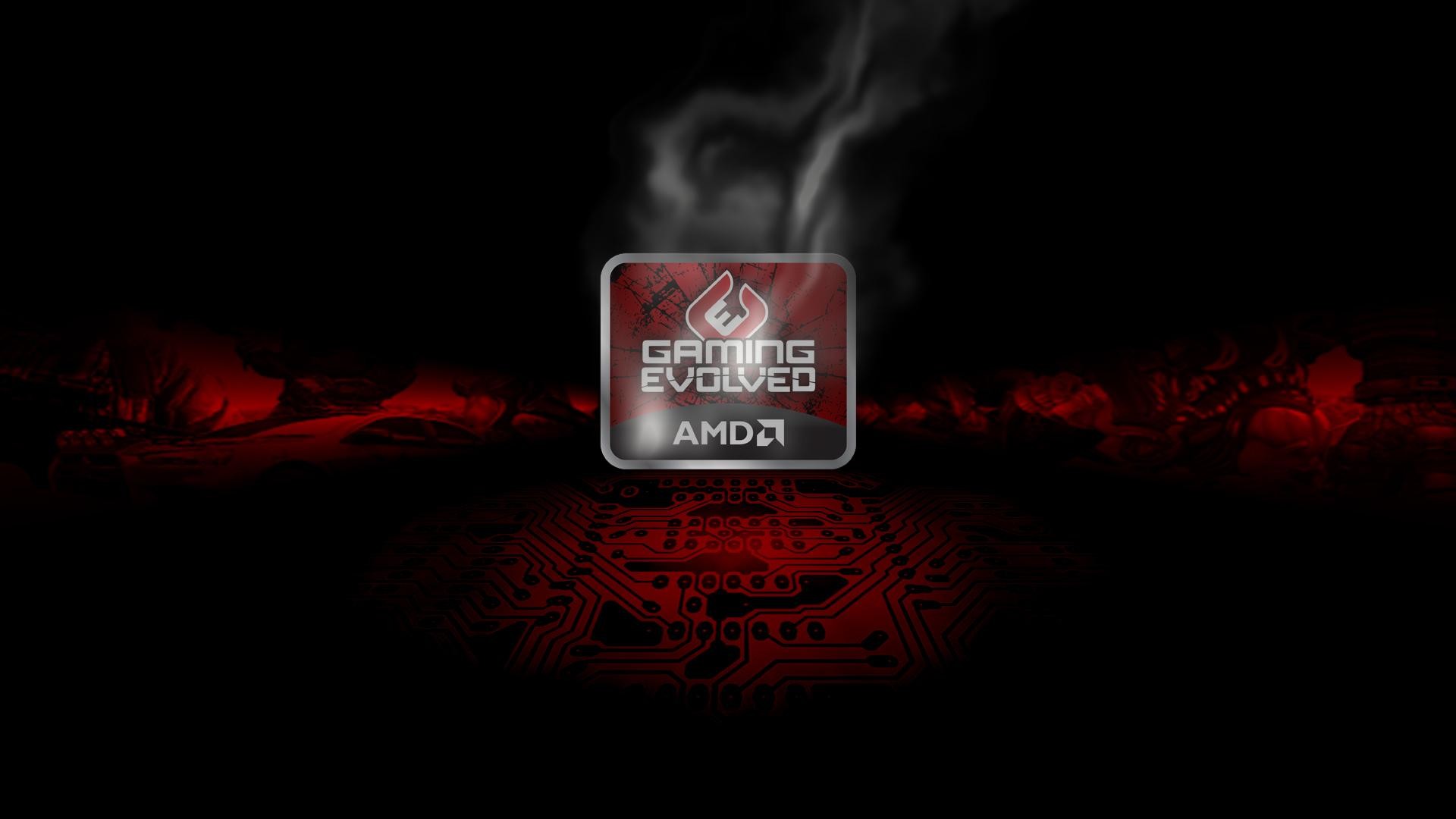AMD Gaming Evolved, Fumo, Rosso, Full HD, wallpaper per portatile