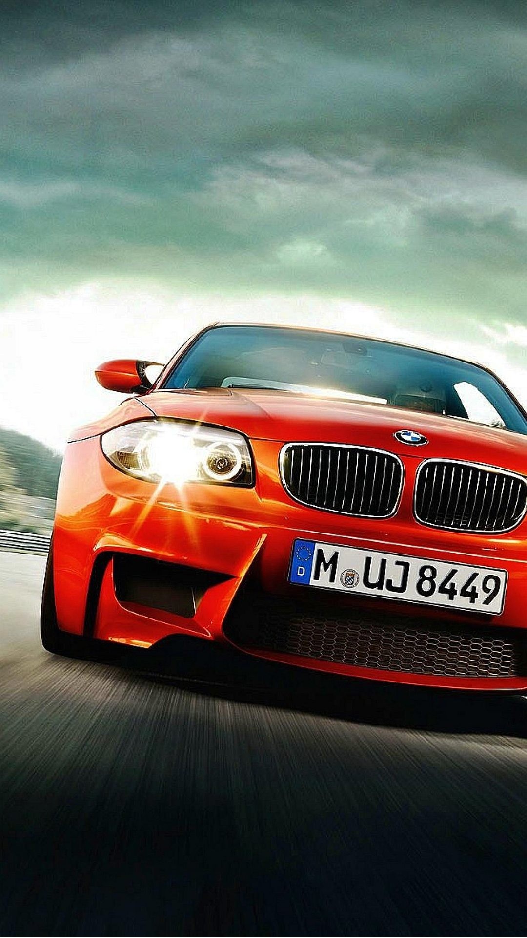 BMW Serie 1 M Coupé, Arancione, Strada, Full HD, sfondo per smartphone