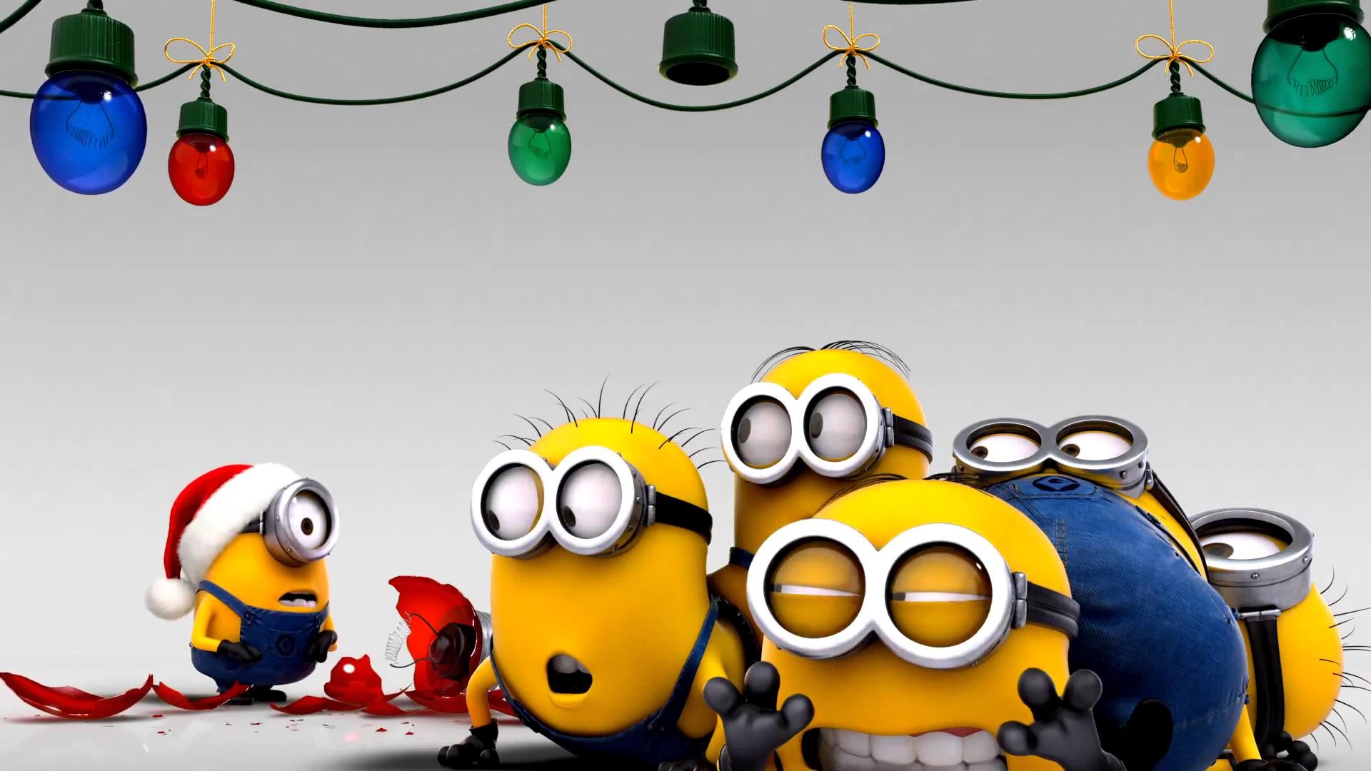 Minion, Natale, Lucine natalizie, Gruppo, 16:9 Full HD, sfondo widescreen