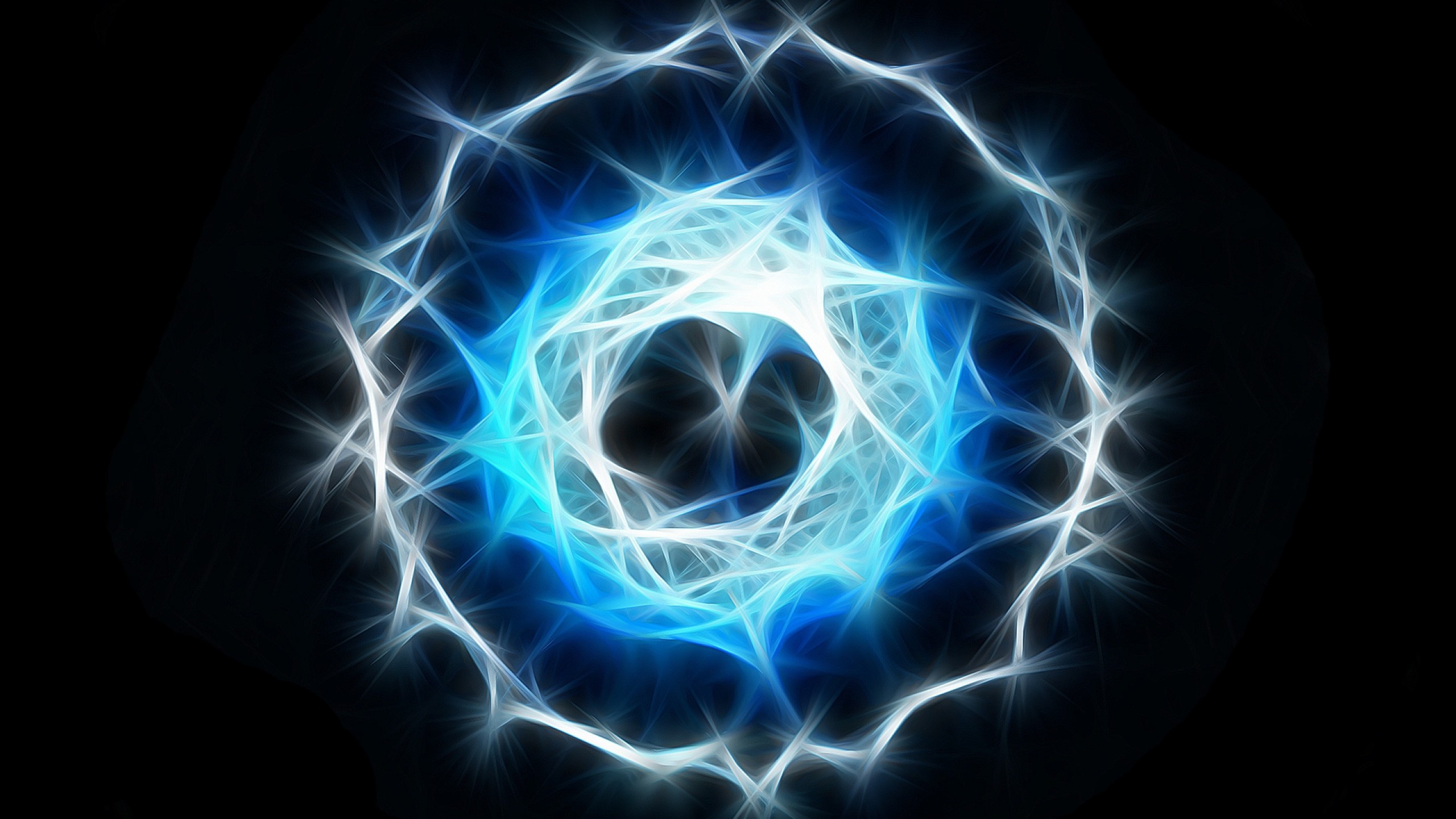 Cerchio luminoso, Frattale, Azzurro, 2K, sfondo Windows 11