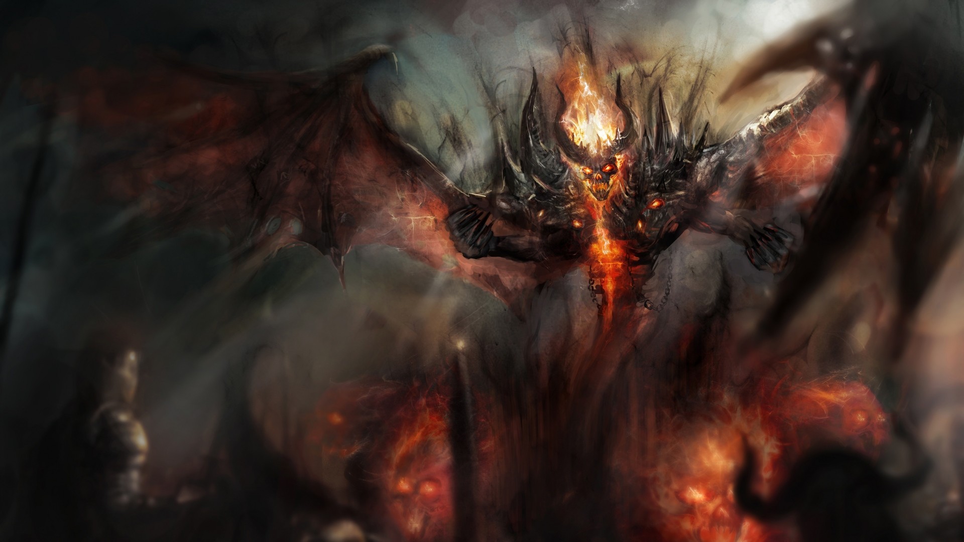 Shadow Fiend, Dota 2, Demone, Fuoco, 16:9 Full HD, sfondo widescreen
