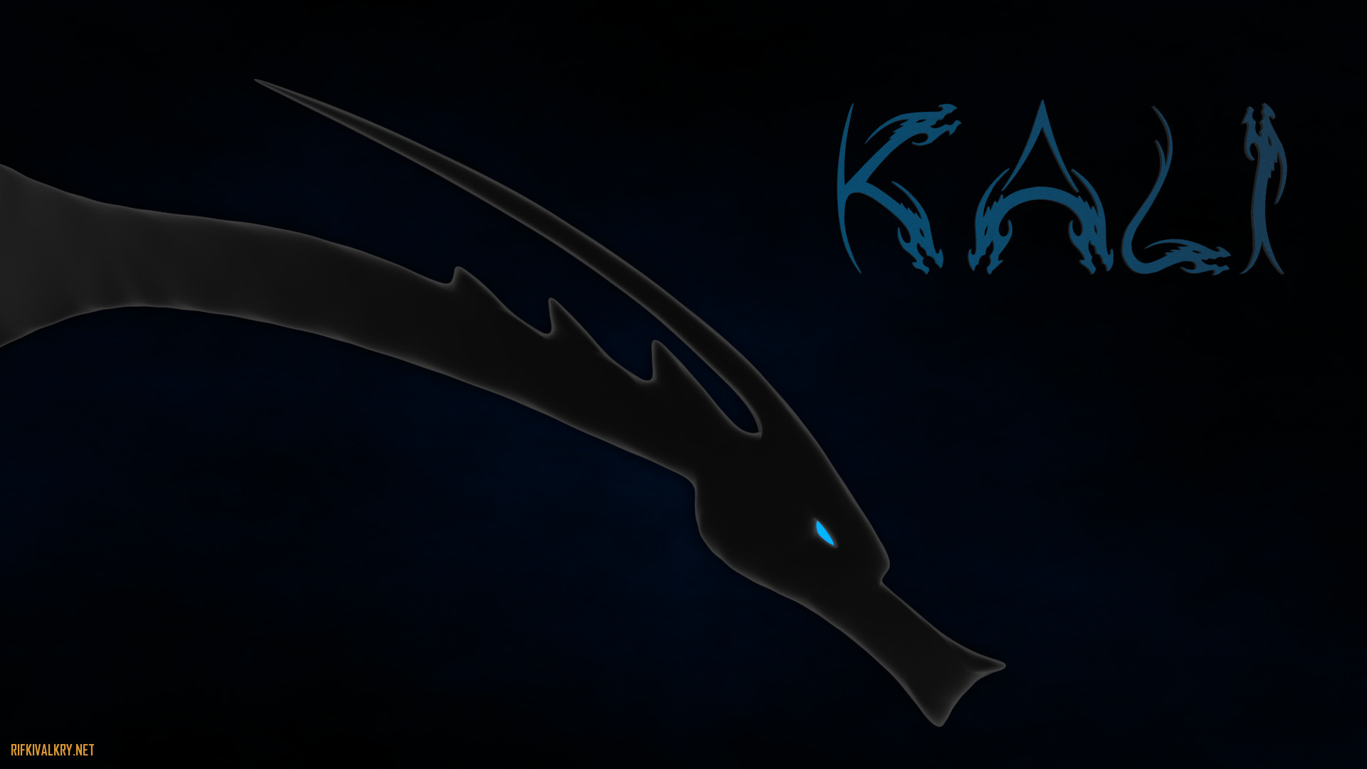 Kali Linux, Drago, Blu, Sfondo nero, Full HD, wallpaper per PC