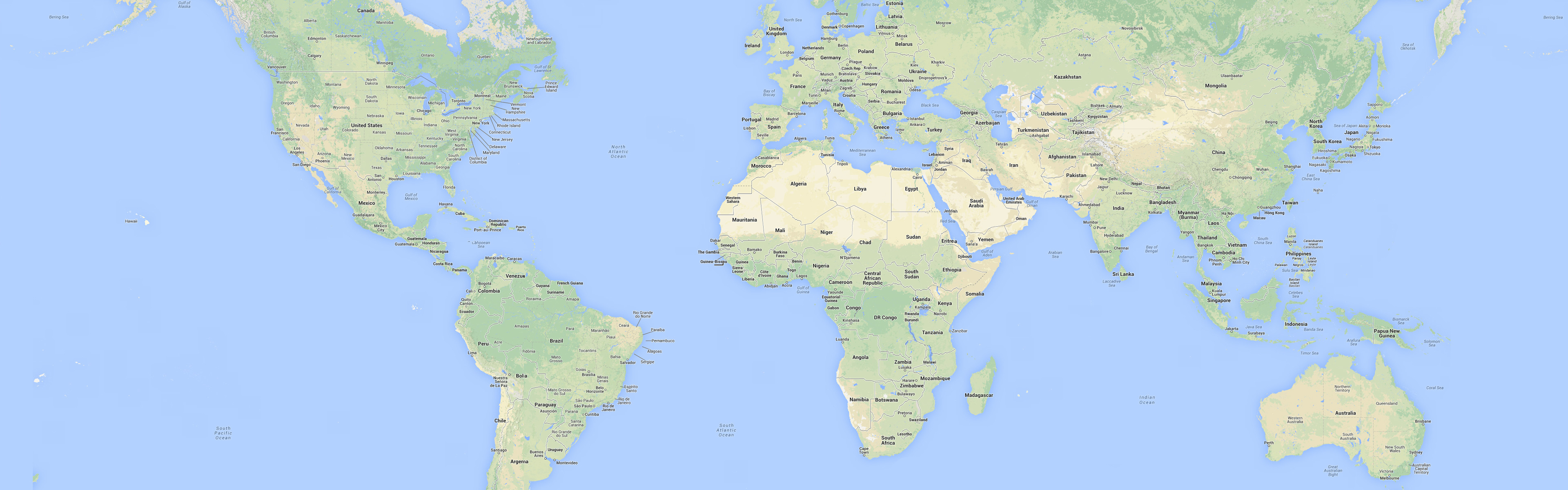 Google Maps, Mappa del mondo, Azzurro, doppio schermo, sfondo Full HD