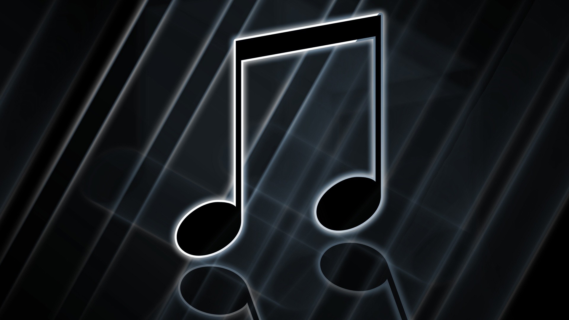 Note musicali, Croma, Sfondo nero, Bianco e nero, Minimalismo, Full HD, wallpaper per portatile