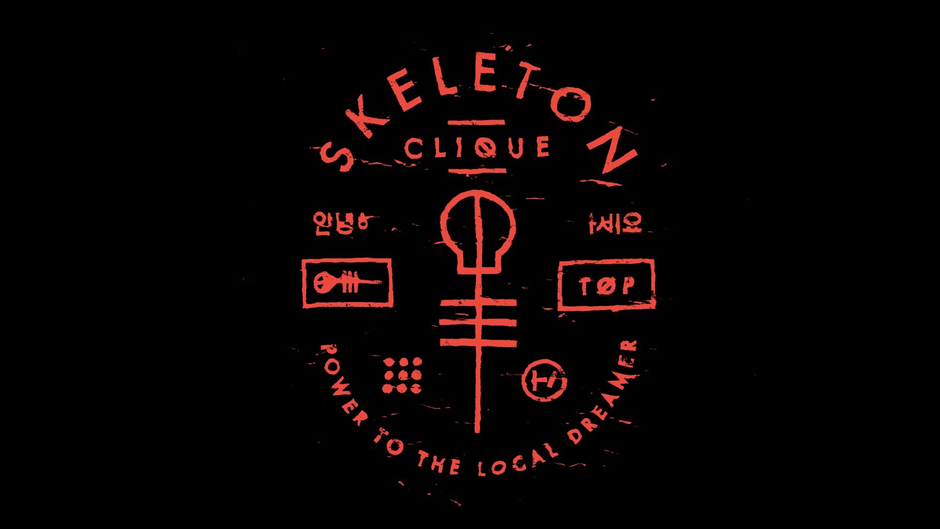 Twenty One Pilots, Skeleton Clique, Emblema, Sfondo nero, Full HD, wallpaper per PC