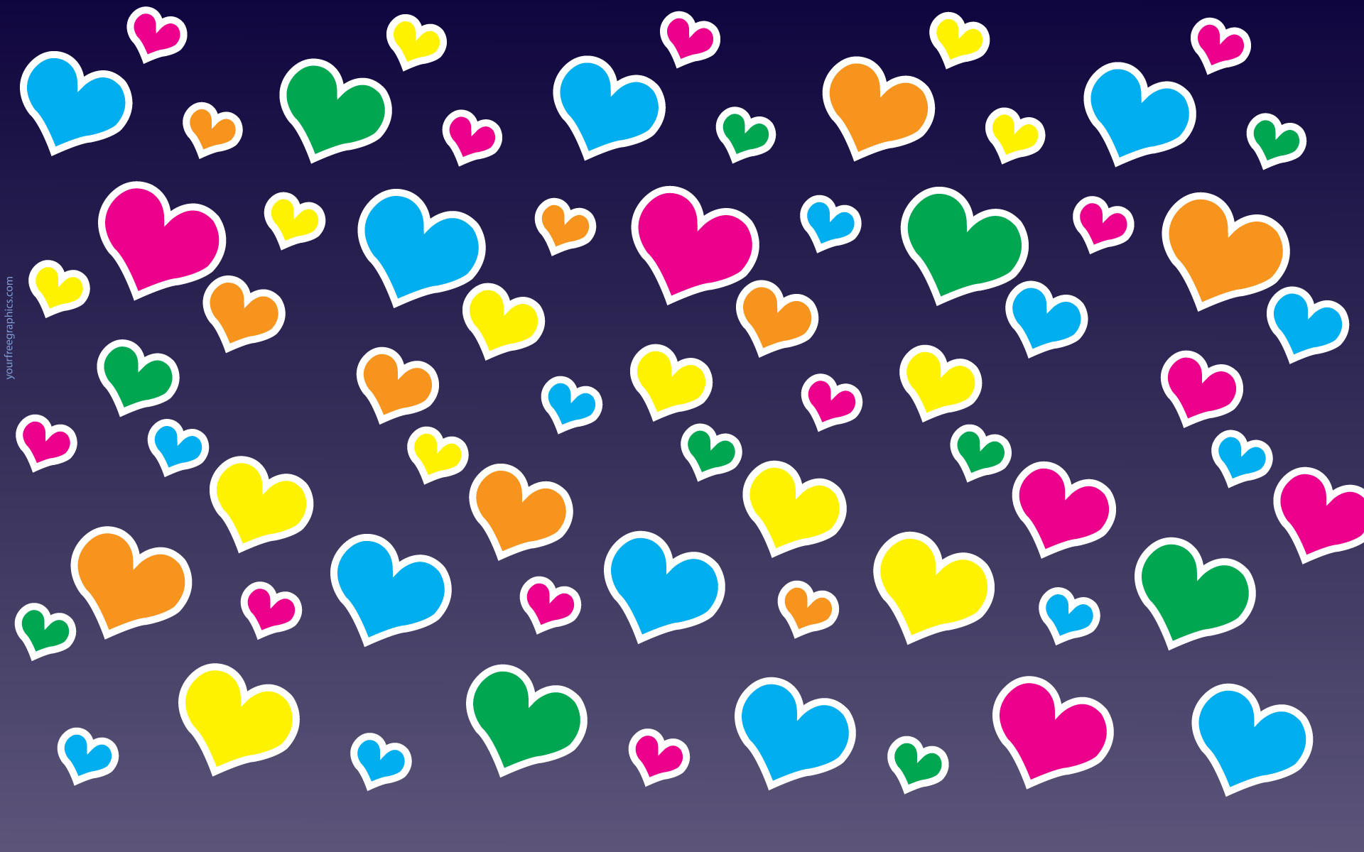 Cuori colorati, Motivo, Blu notte, Full HD, sfondo desktop