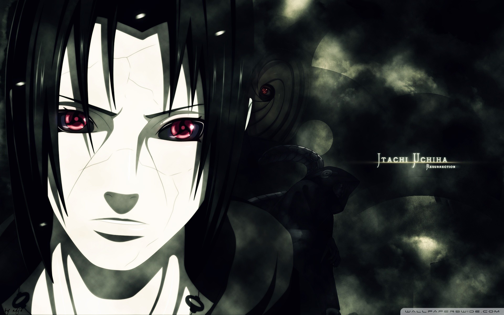 Itachi Uchiha, Sharingan, Naruto, Toni scuri, 1920x1200, sfondo per PC