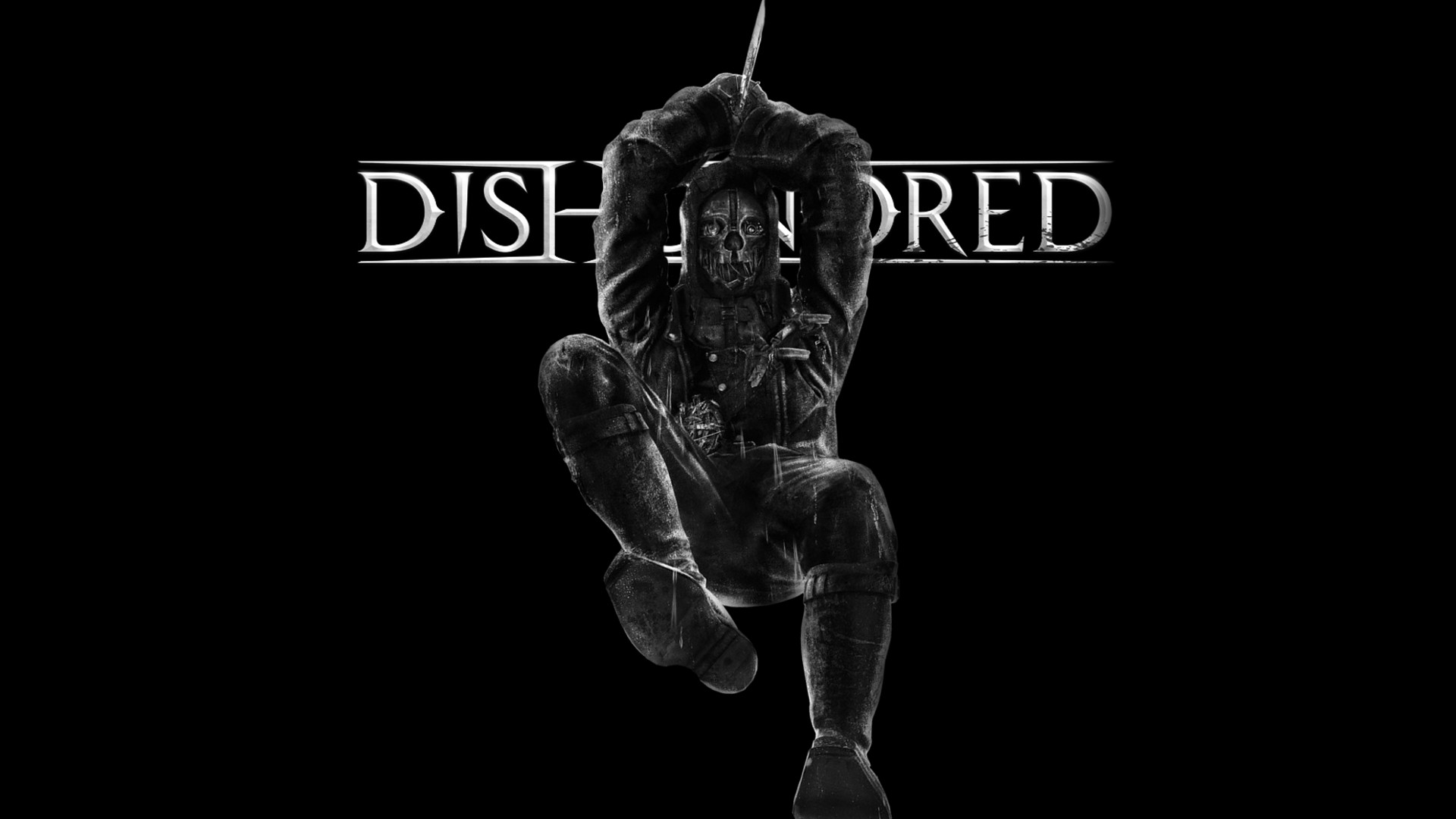 Corvo Attano, Dishonored, Logo, Sfondo nero, Full HD, wallpaper per computer