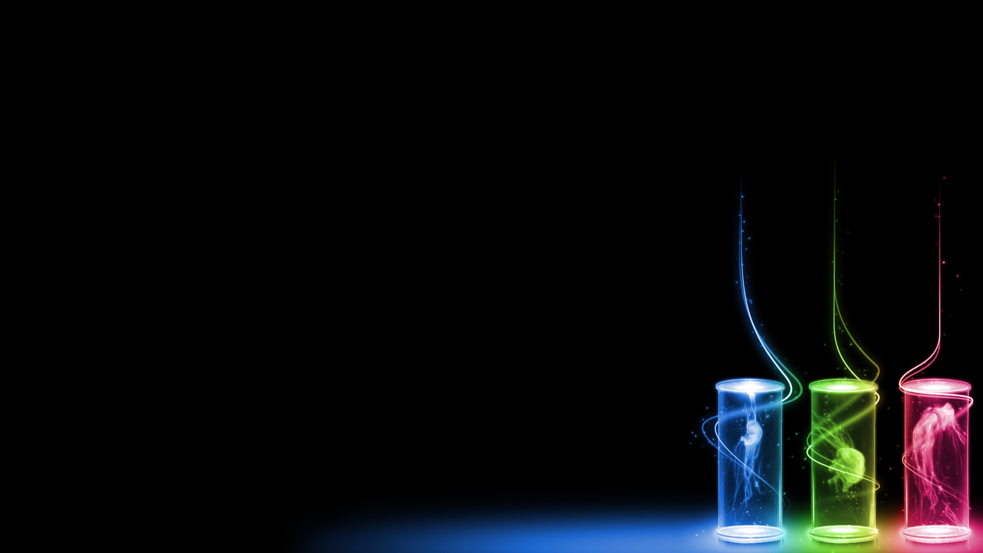 Neon, Tubi luminosi, Sfondo nero, 1920x1080, wallpaper desktop
