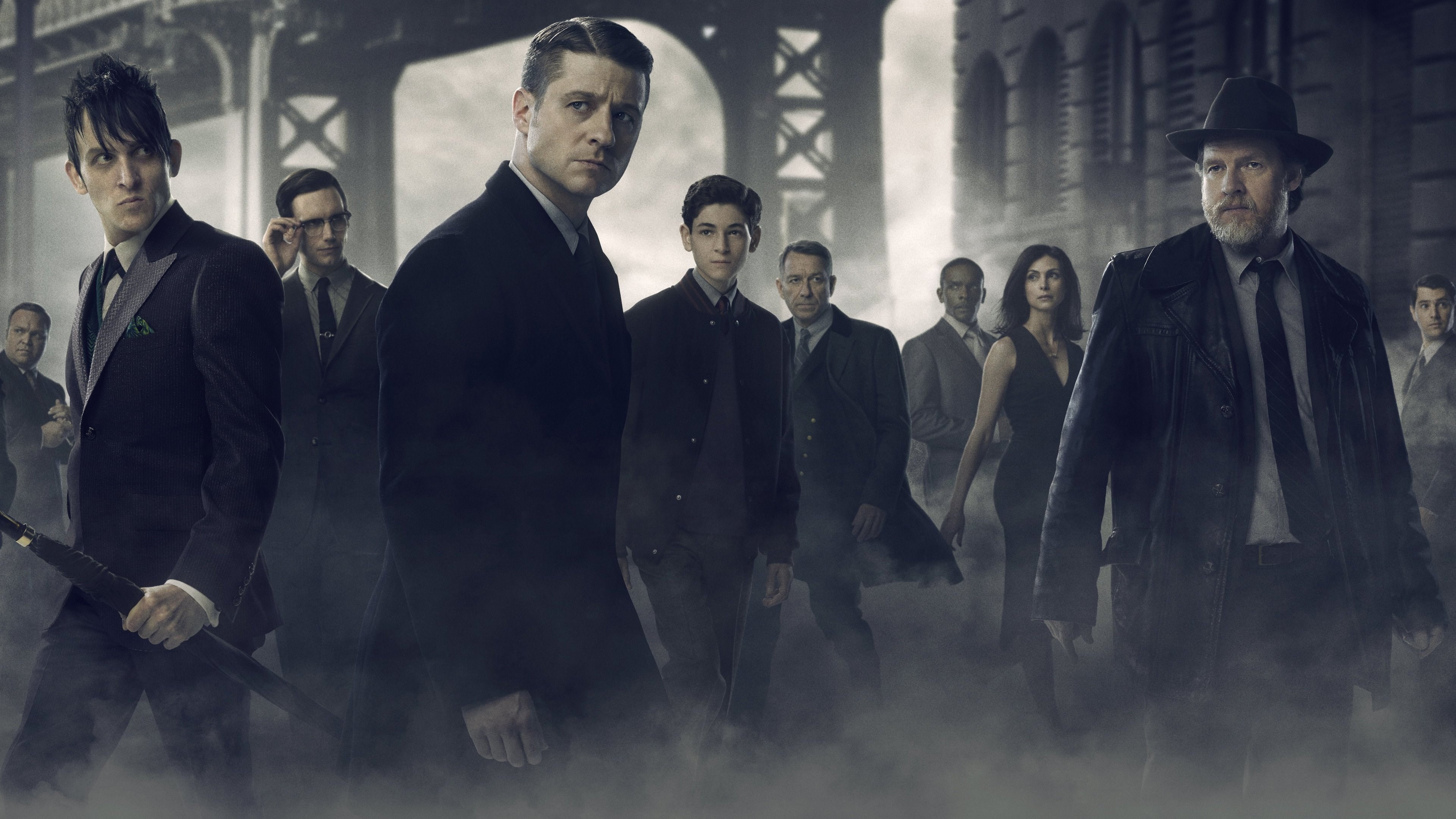 Gotham, Cast, James Gordon, Ponte, Nebbia, 4K, sfondo per PC