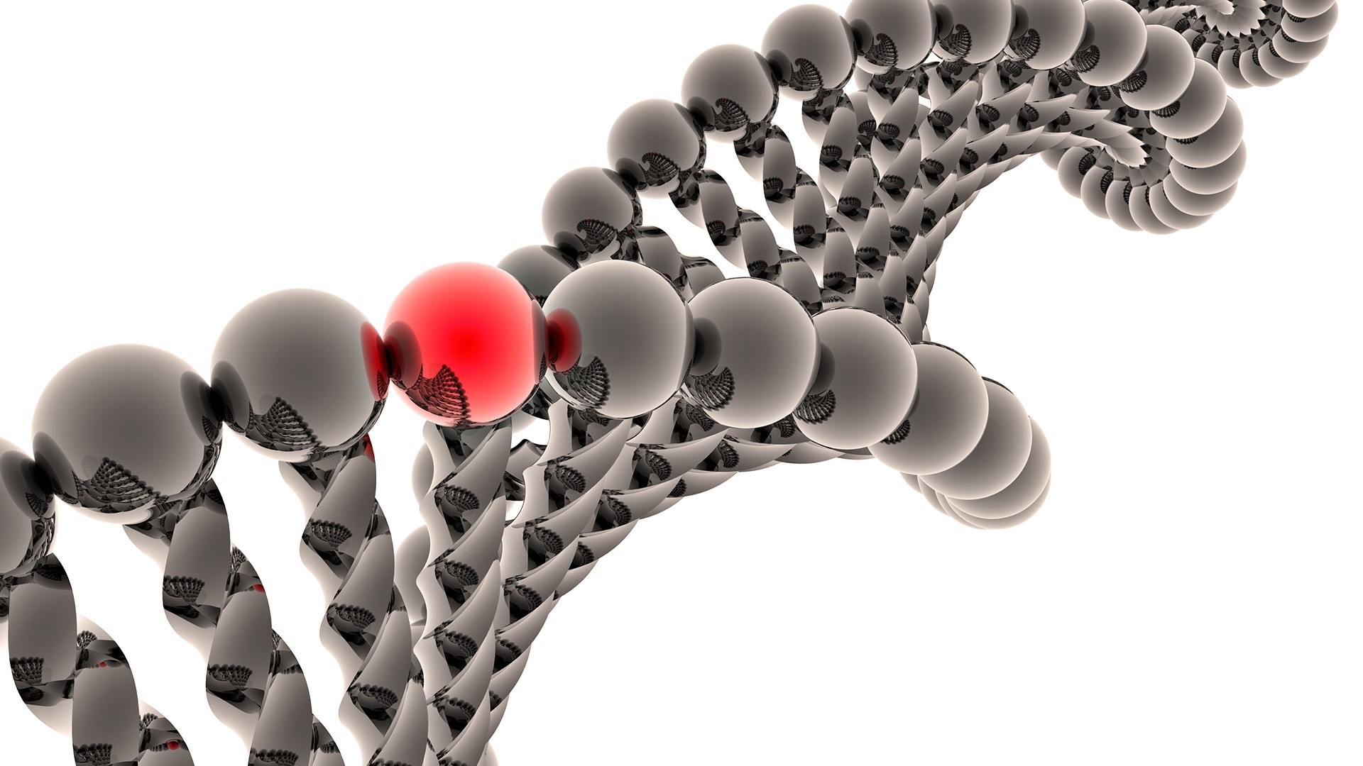 DNA, Sfere, Rendering 3D, Sfondo bianco, 16:9 Full HD, wallpaper widescreen