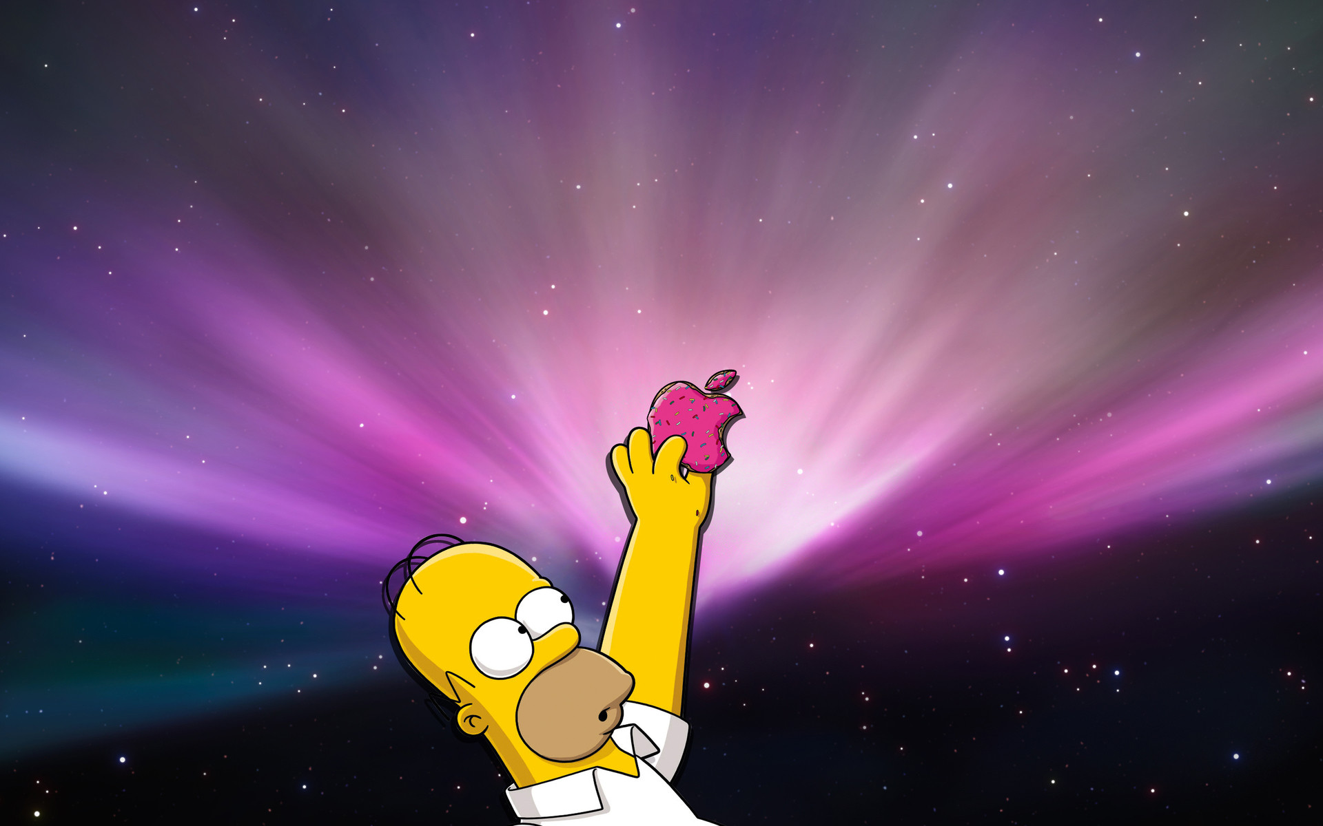 Homer Simpson, I Simpson, Mac OS X Leopard, Aurora, Logo Apple, Full HD, wallpaper per PC