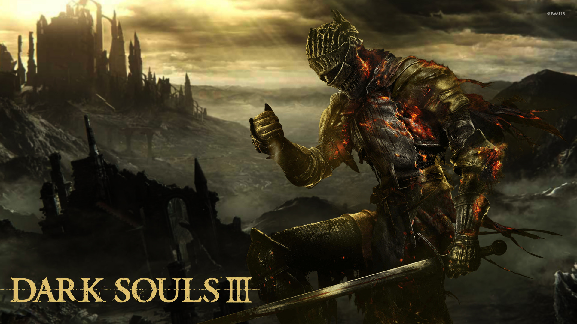 Ashen One, Dark Souls III, Logo, Castello, 16:9 Full HD, sfondo widescreen