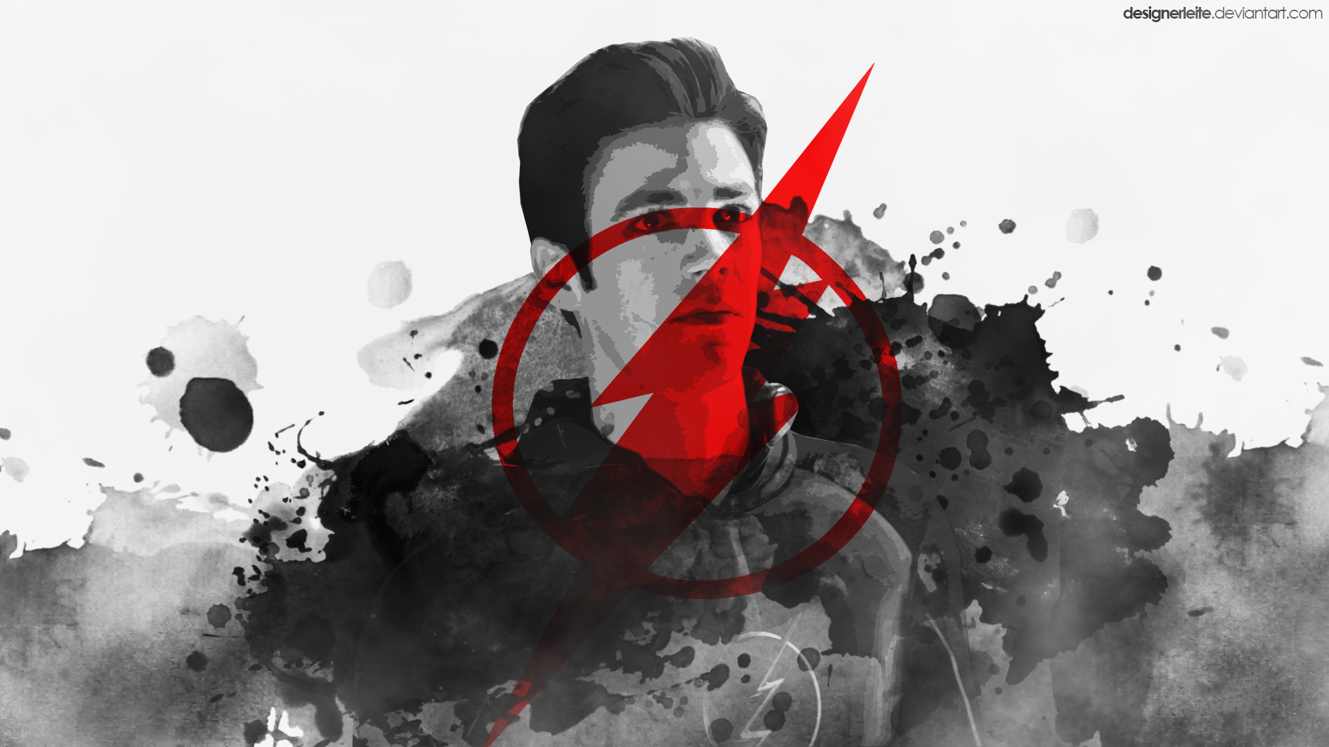Barry Allen, Grant Gustin, Logo di Flash, Acquerello, Full HD, sfondo per portatile