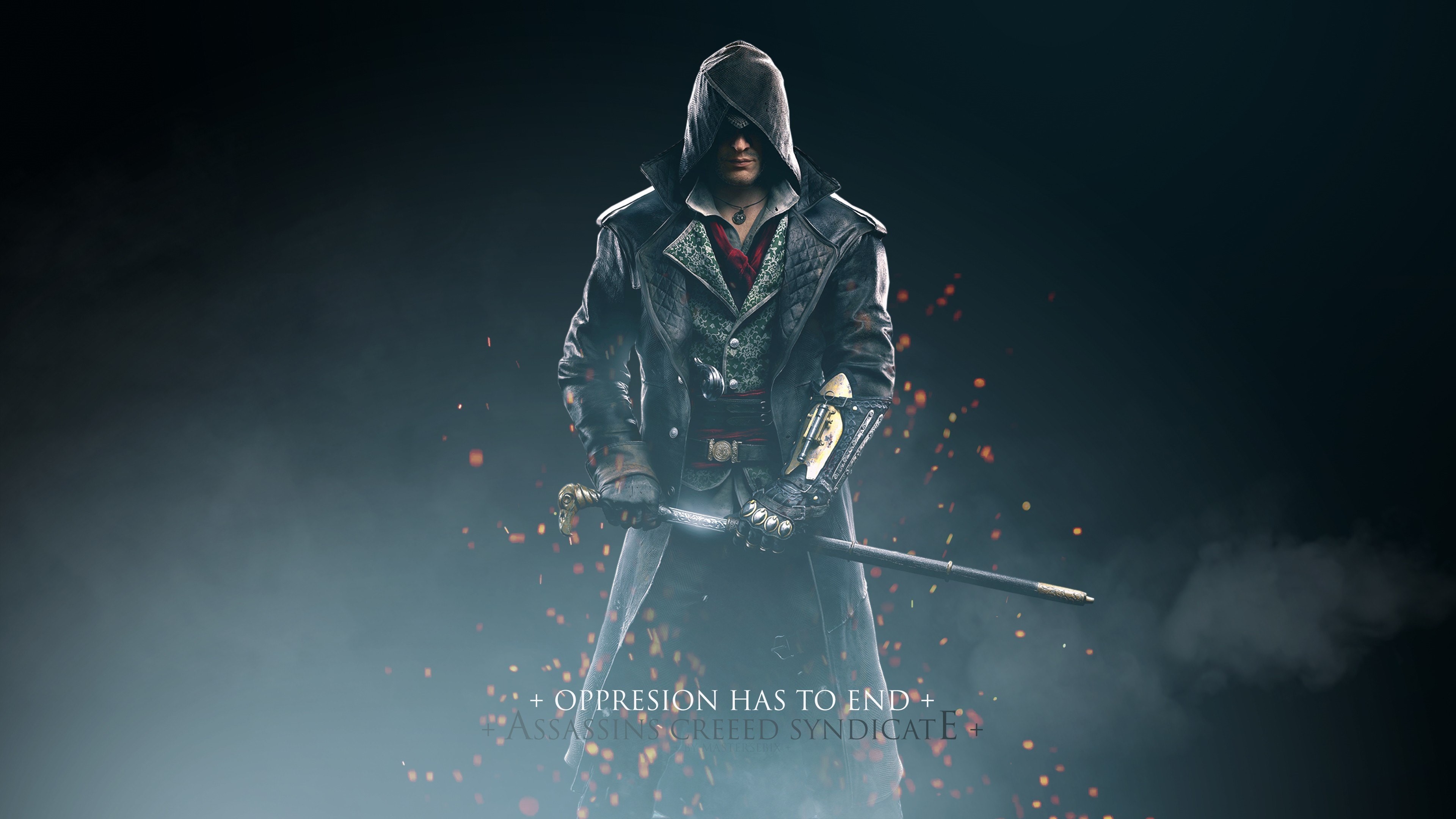Jacob Frye, Assassin's Creed Syndicate, Bastone animato, Scintille, Sfondo scuro, 4K UHD