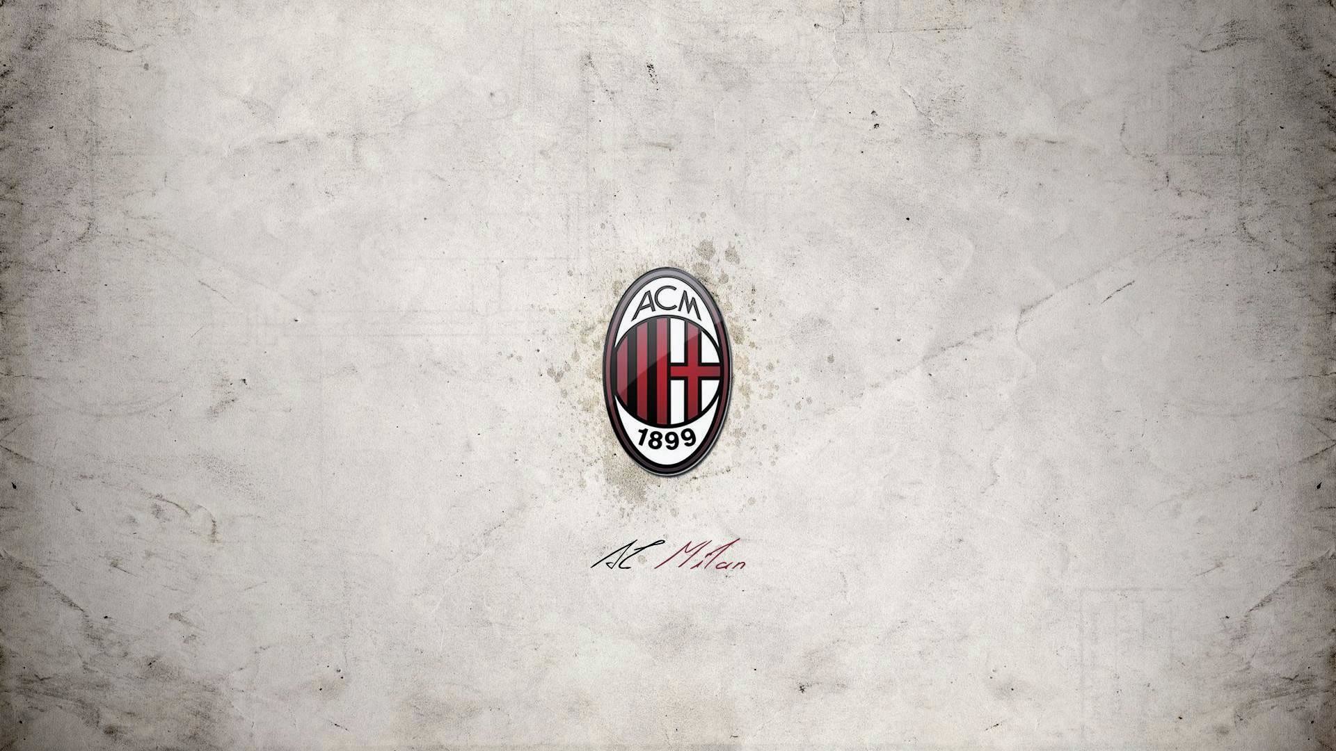 Stemma AC Milan, AC Milan, Muro bianco, Firma, Full HD, sfondo per portatile
