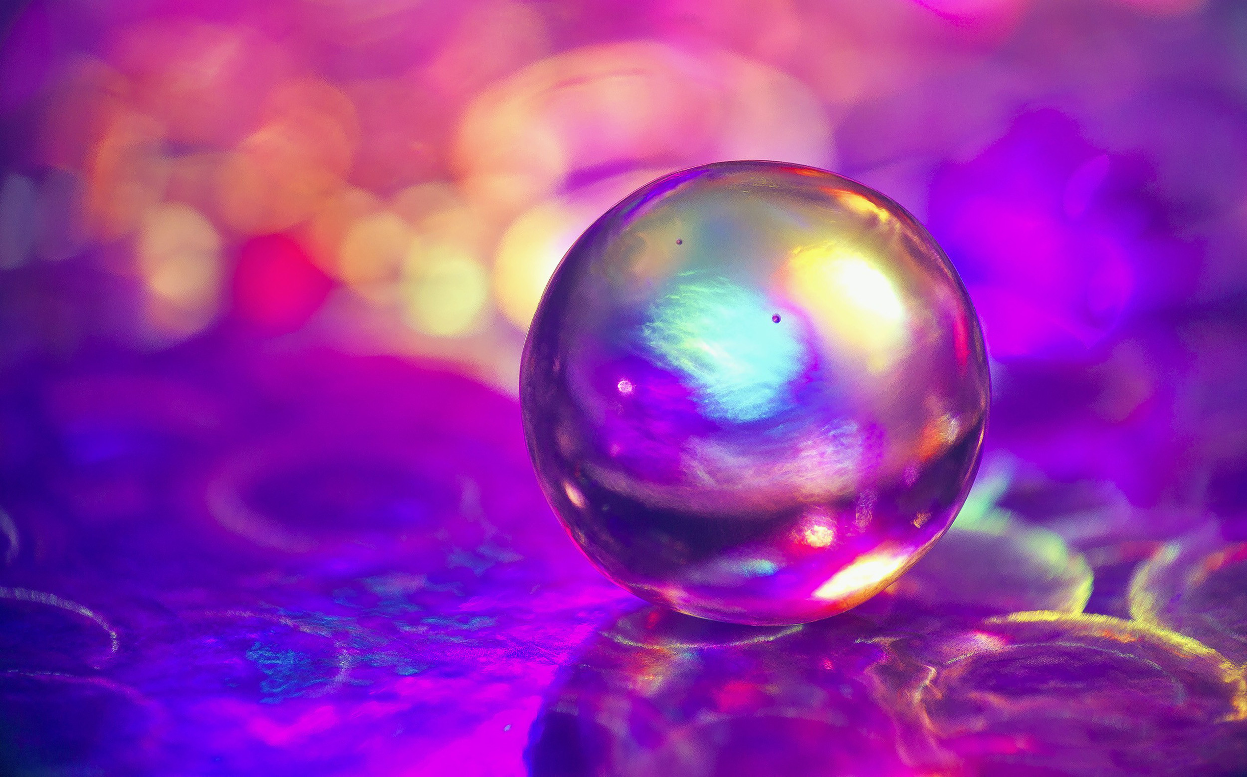 Sfera di vetro, Viola, Bokeh, Riflessi, Full HD, sfondo per portatile