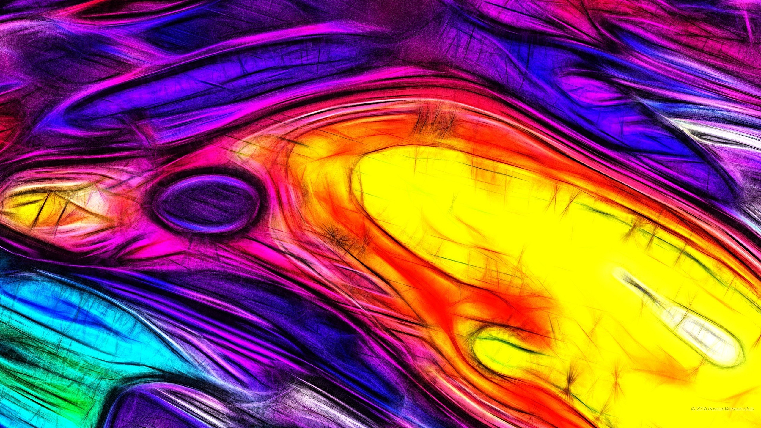 Frattale, Astratto, Viola, Giallo, sfondo per smartphone