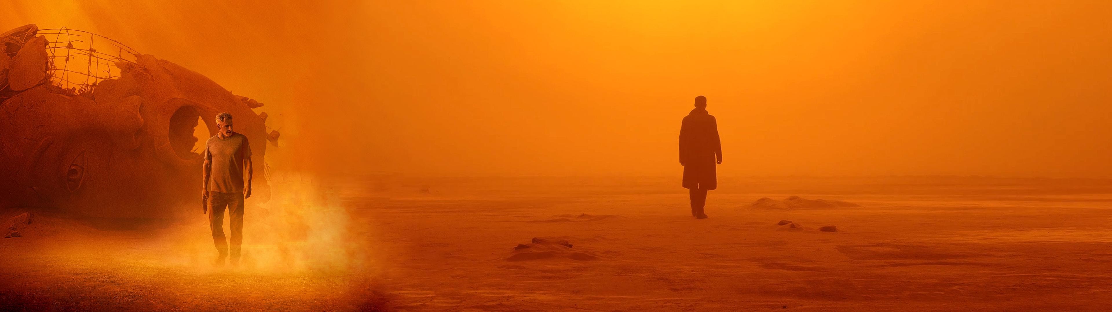 Blade Runner 2049, Las Vegas, Agente K, Nebbia arancione, Deserto, wallpaper 3840x1080