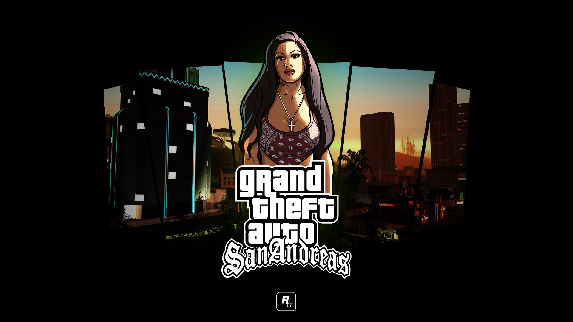 GTA San Andreas, Logo, Ragazza, Los Santos, Full HD, sfondo desktop
