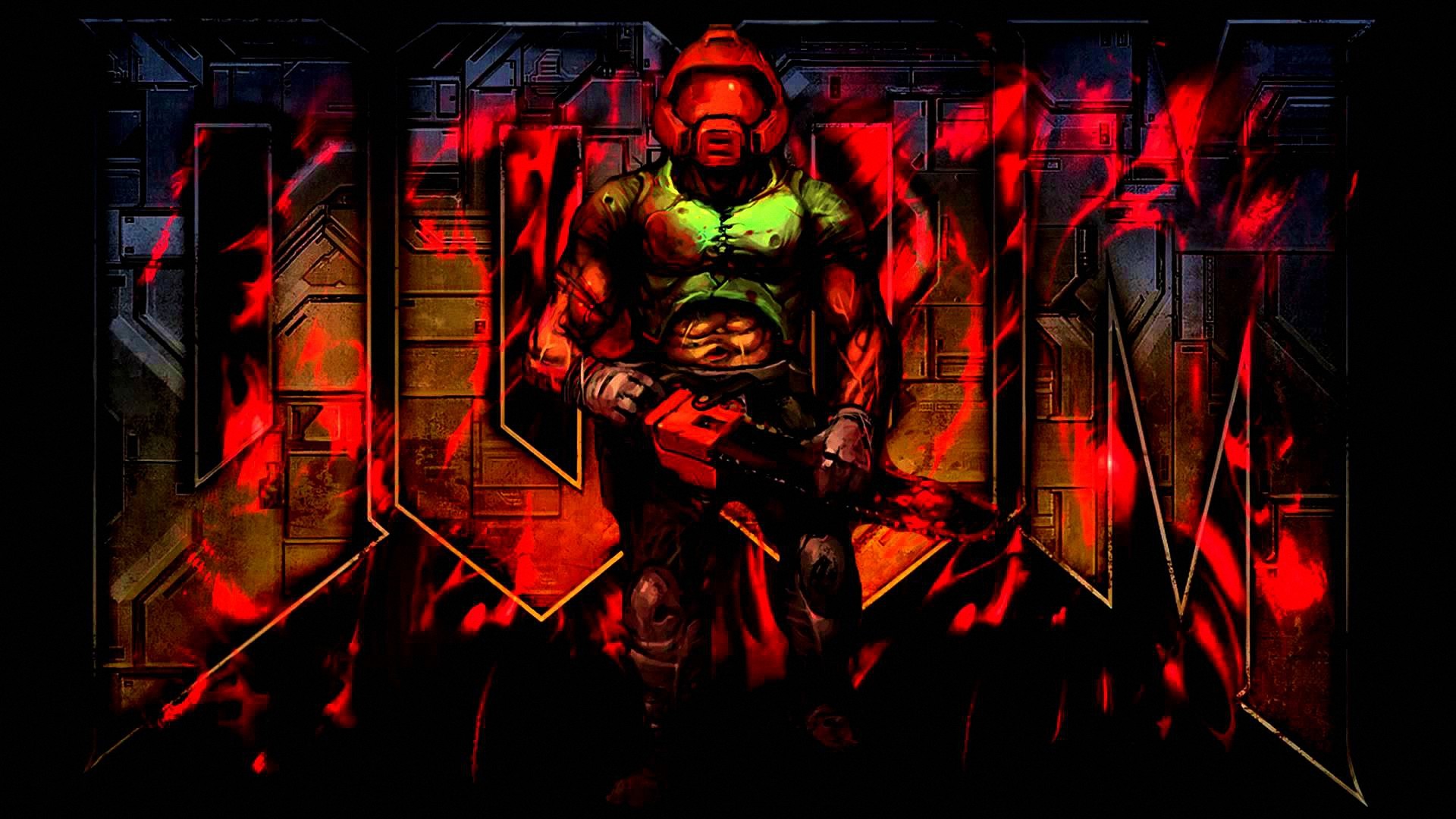 Doomguy, Doom, Logo, Rosso e nero, Full HD 1080p, sfondo desktop