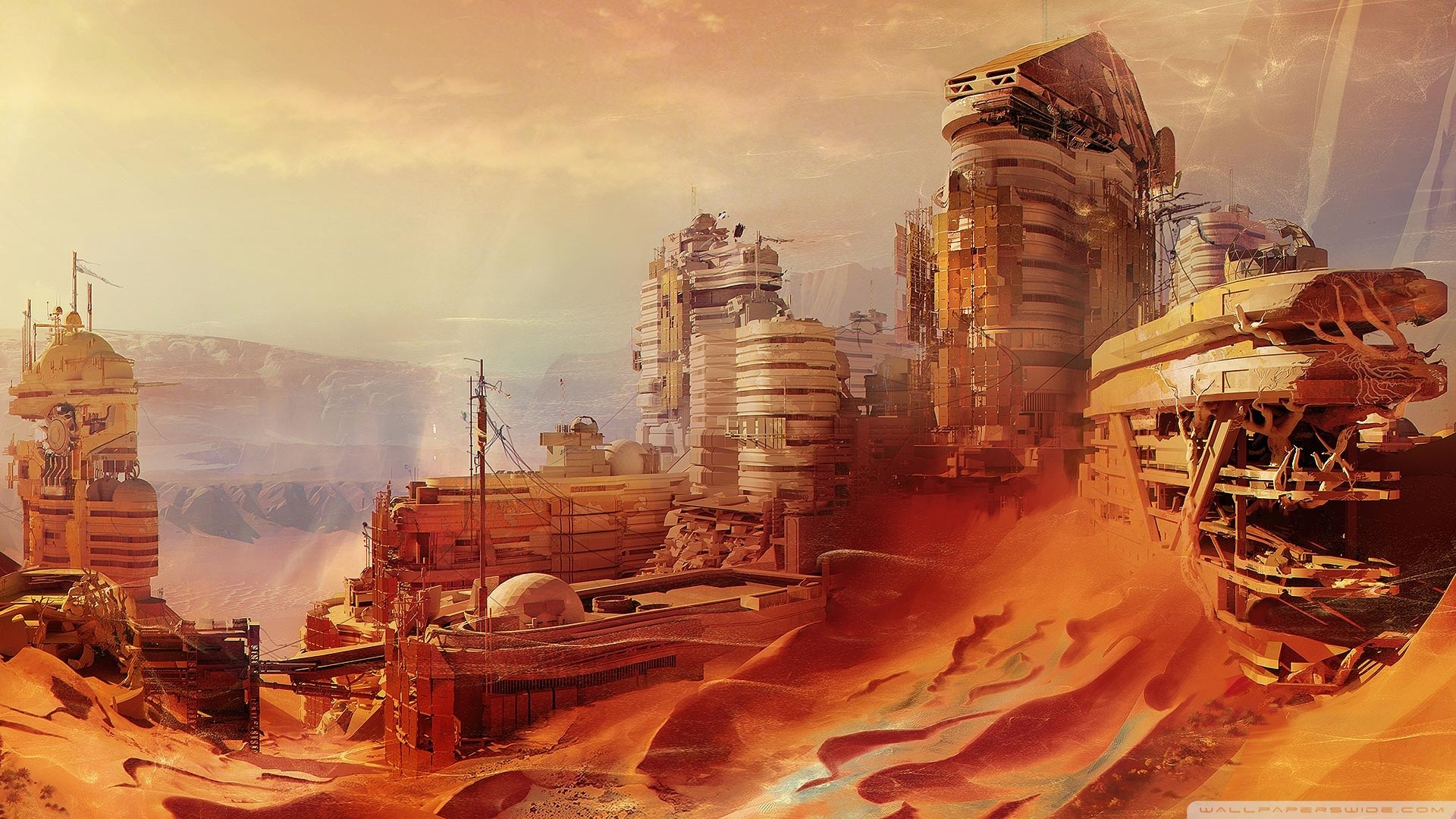 Destiny, Marte, Rovine, Deserto, Arancione, Full HD, sfondo per PC e portatile