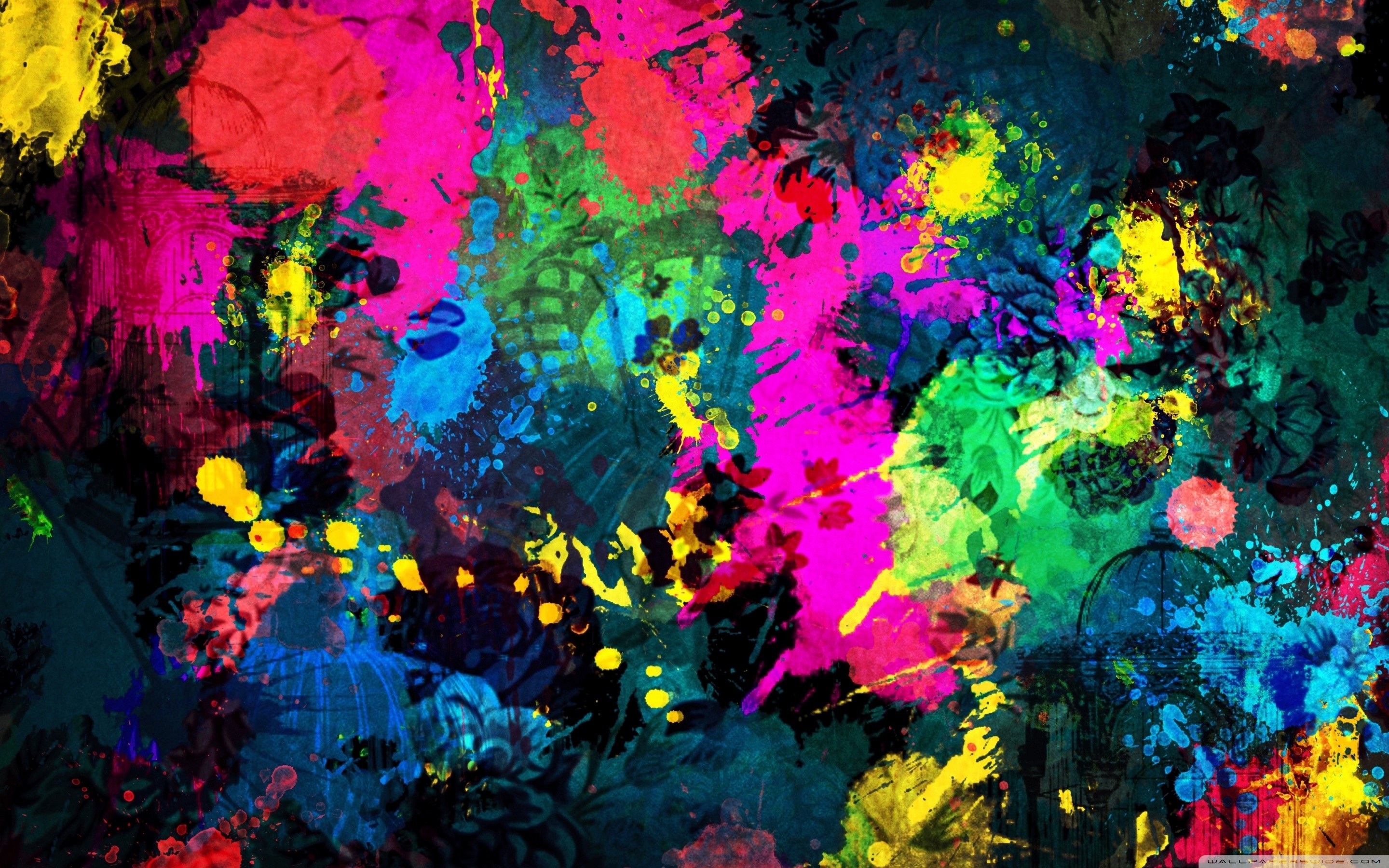 Schizzi di vernice, Colori neon, Astratto, 16:10 2K, wallpaper widescreen