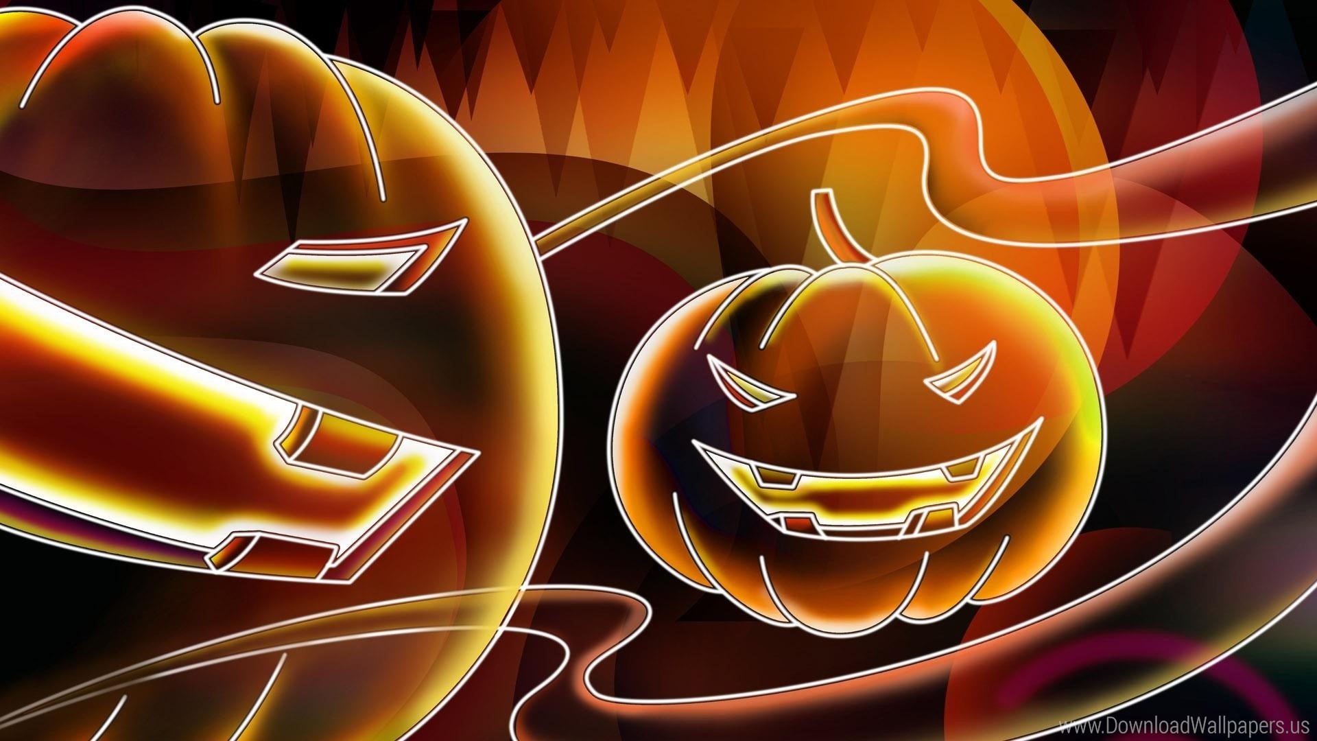 Jack-o'-lantern, Neon, Arancione, Arte digitale, Full HD, sfondo Windows 11