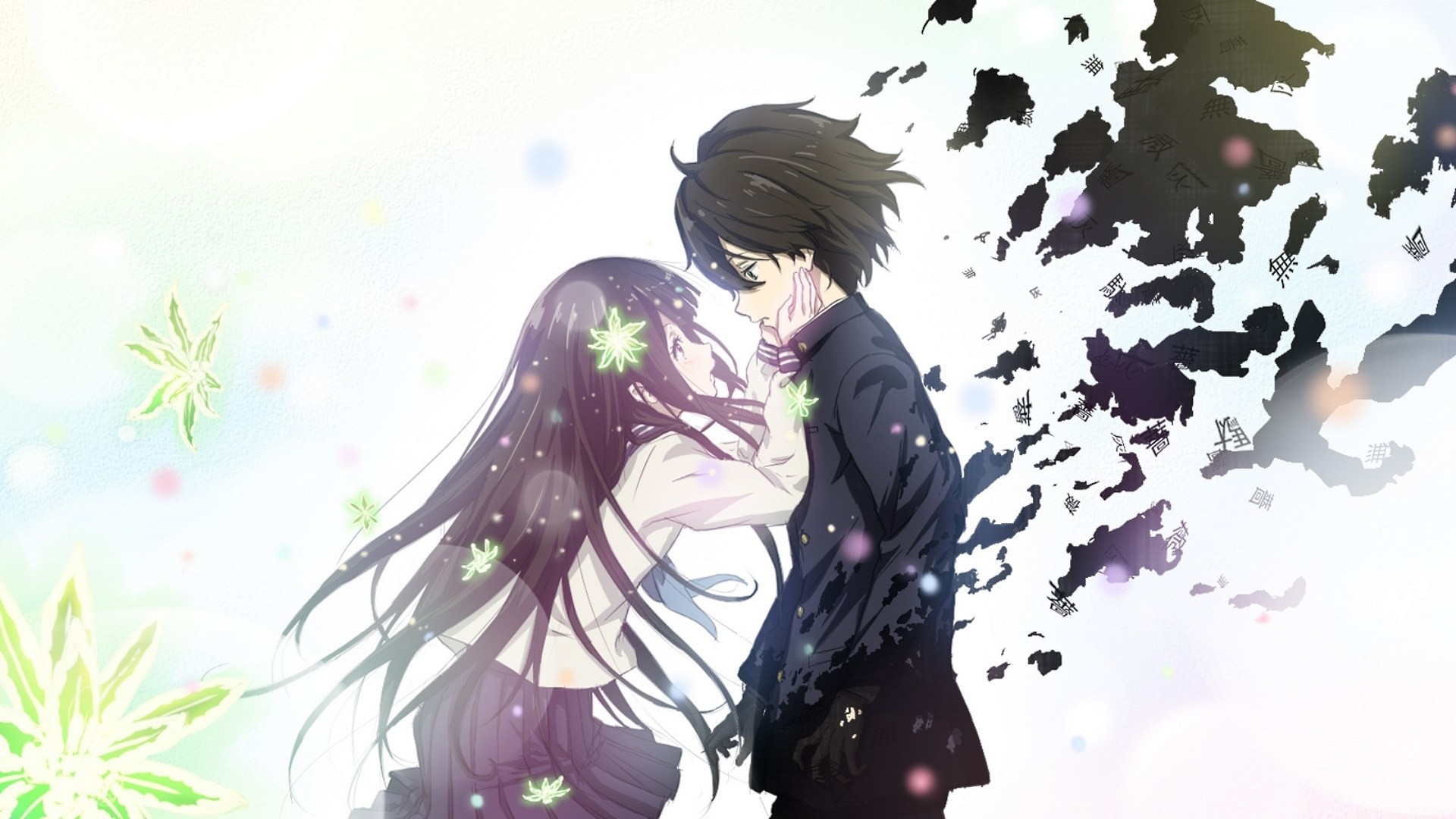 Coppia anime, Romantico, Sfondo bianco, 16:9 Full HD, wallpaper widescreen