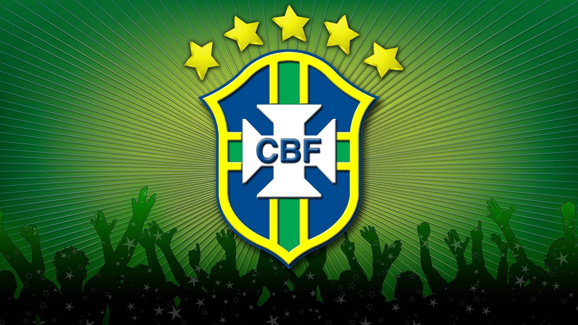 CBF, Nazionale di calcio del Brasile, Stemma, Cinque stelle, Verde, sfondo desktop 1920x1080