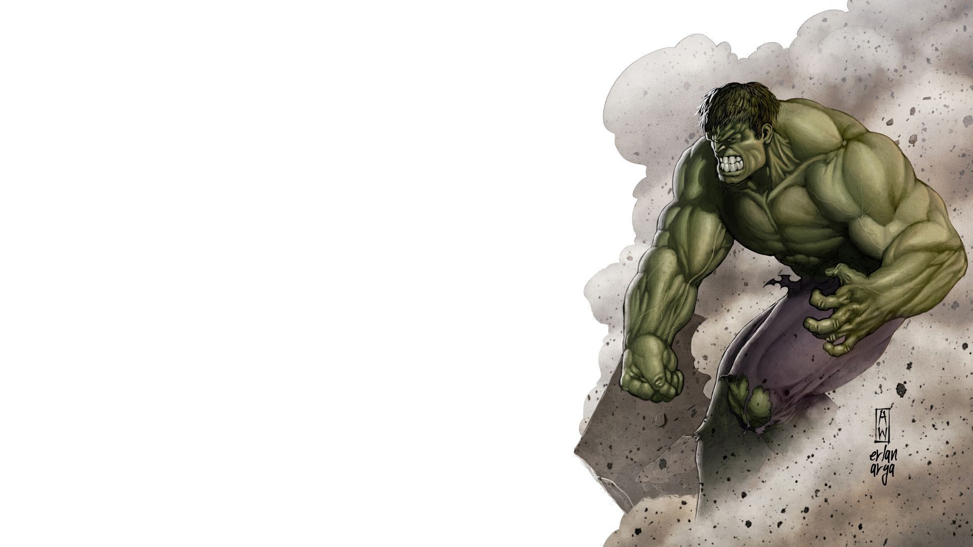 Hulk, Marvel Comics, Illustrazione, Sfondo bianco, Full HD, wallpaper per PC