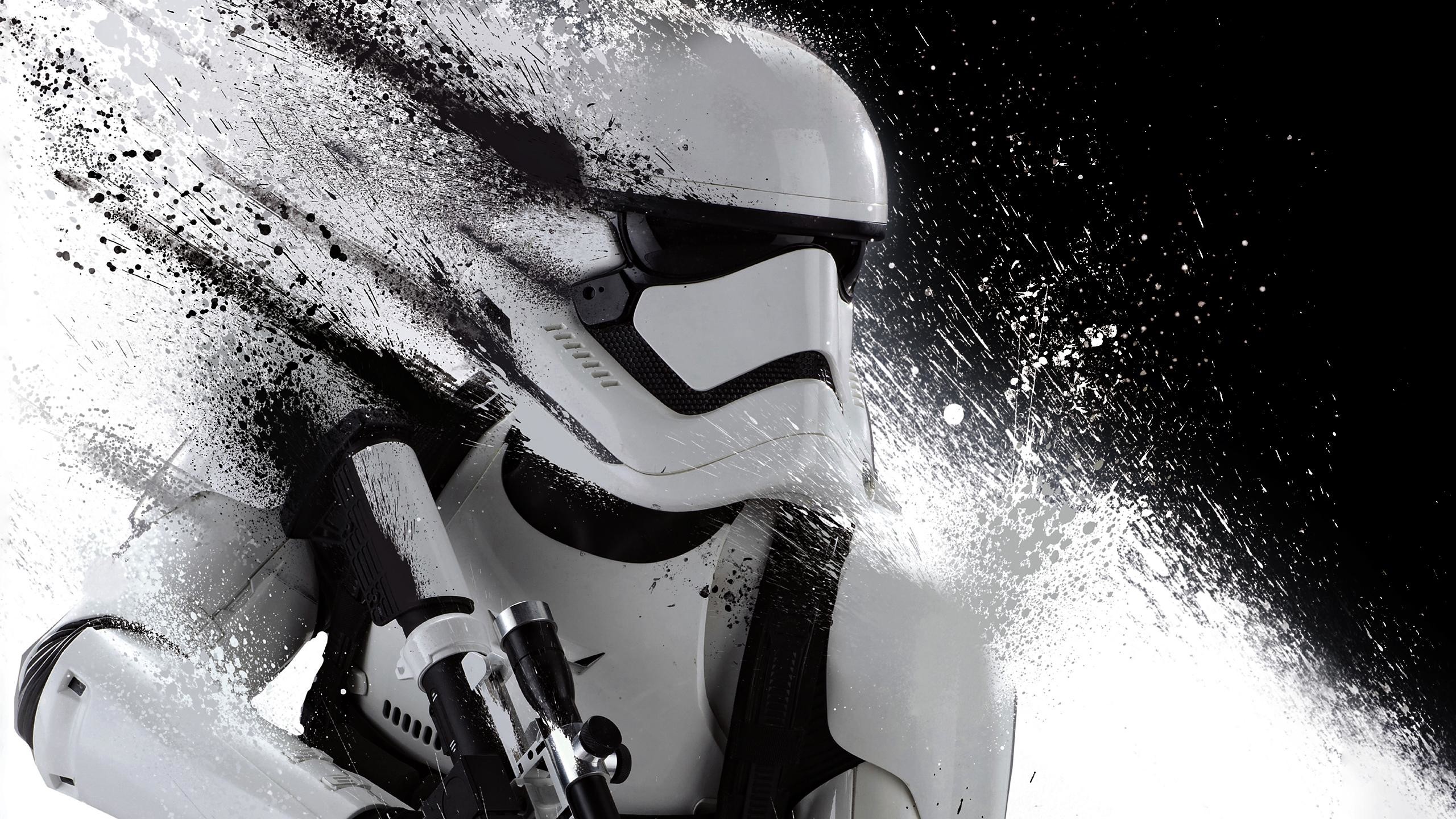 Stormtrooper del Primo Ordine, Star Wars: Il risveglio della Forza, Star Wars, Effetto dispersione, Bianco e nero, sfondo desktop