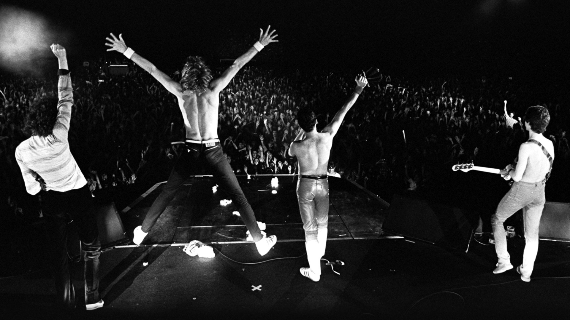 Queen, Freddie Mercury, Concerto, Palco, Bianco e nero, Full HD 1080p, sfondo desktop
