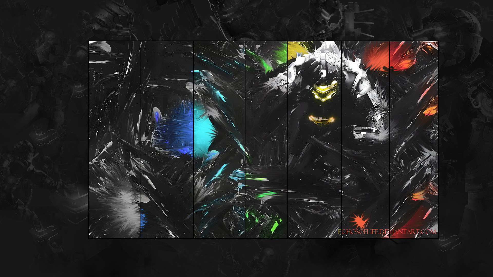 Isaac Clarke, Dead Space, Collage, Arte astratta, Colori, Full HD, sfondo per PC e portatile