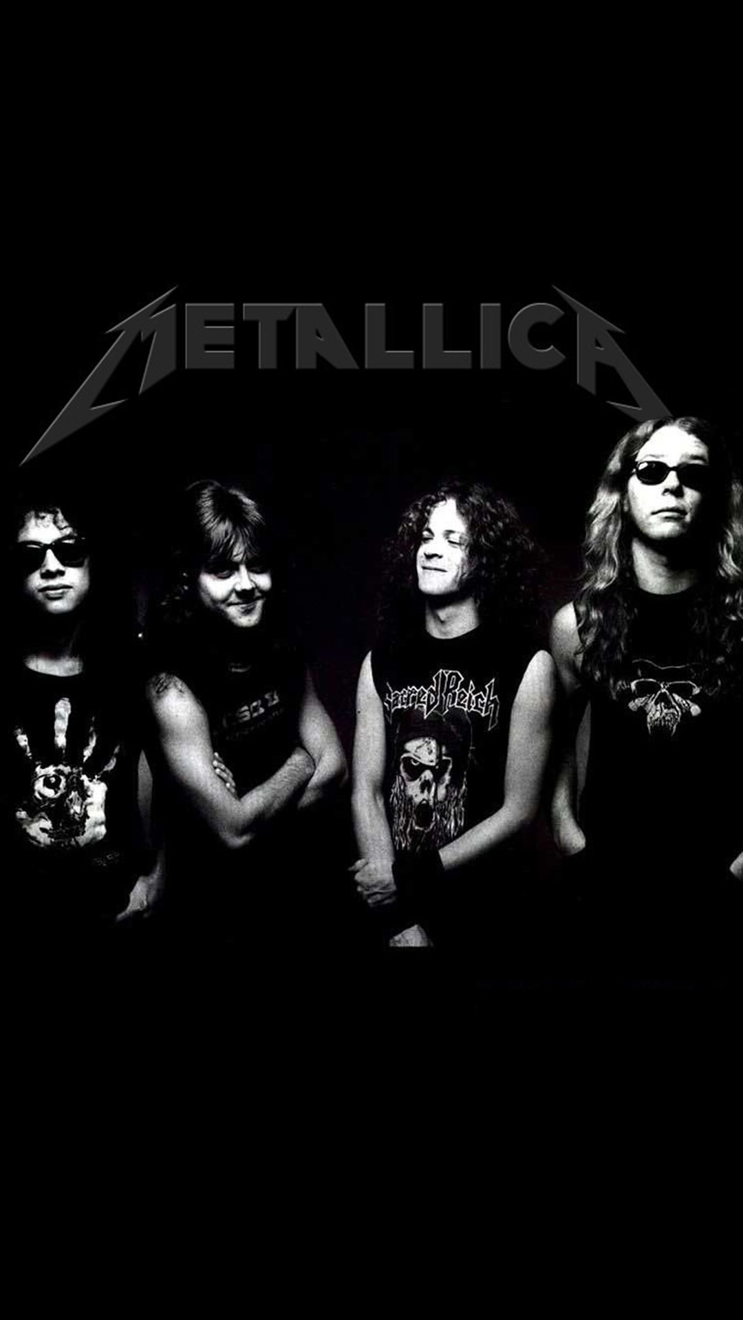 Metallica, Foto di gruppo, Band, Sfondo nero, Full HD, schermata di blocco del cellulare