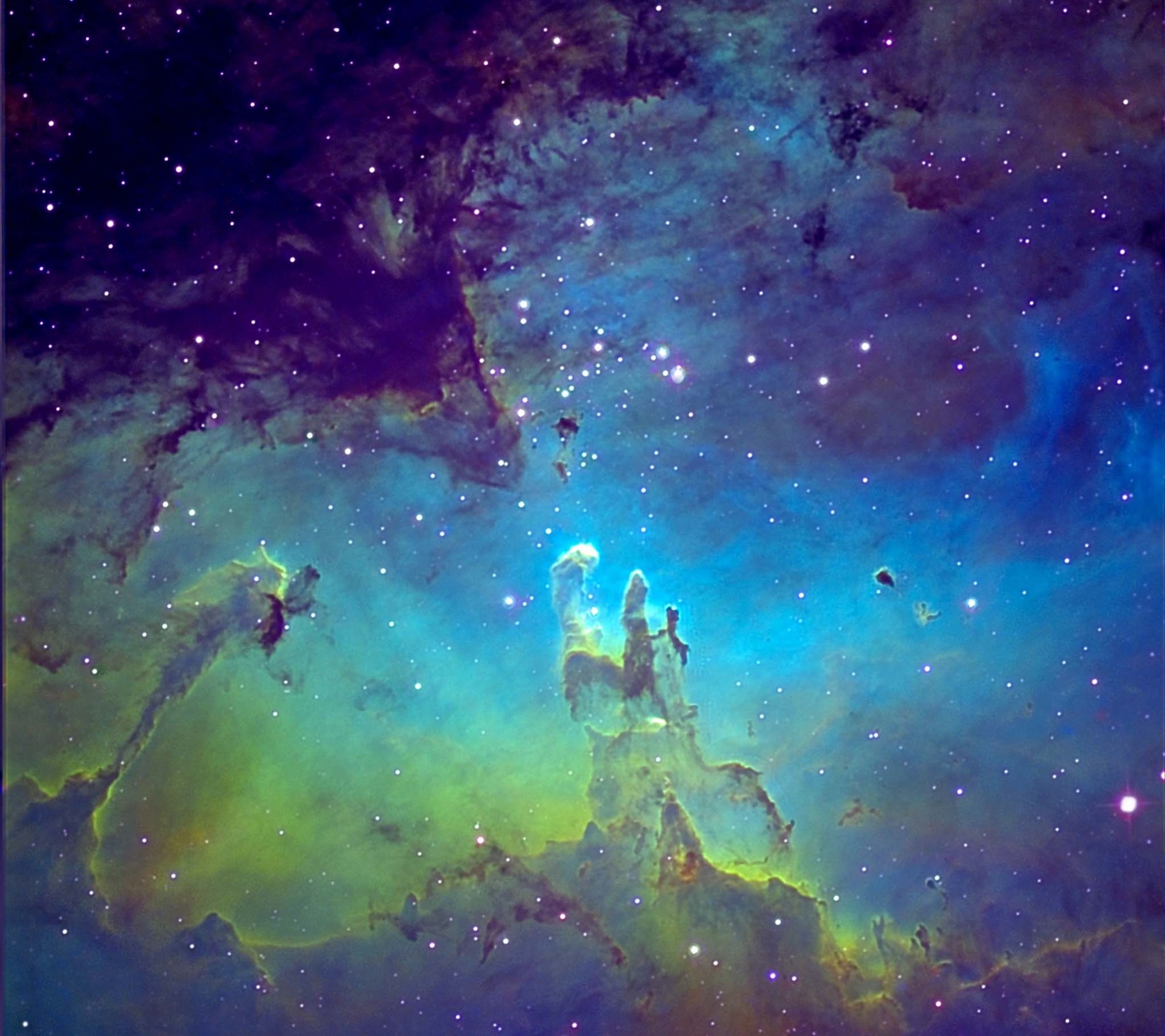 Nebulosa Aquila, Pilastri della Creazione, Telescopio Hubble, Colori vivaci, sfondo iPad