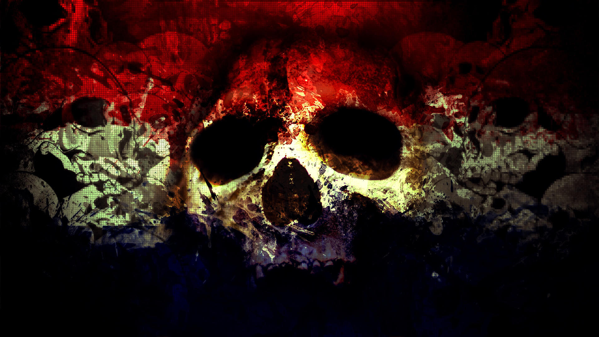 Teschio, Fiamme, Rosso, Texture, 1920x1080, immagine di sfondo